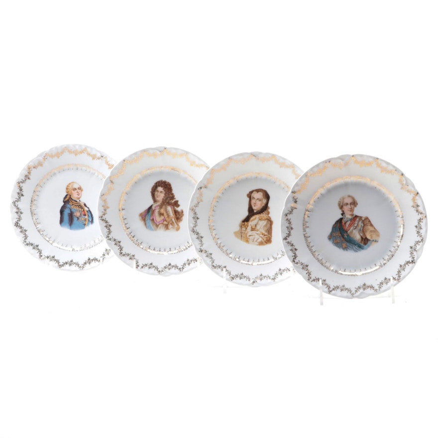 Carl Tielsch and Co. Porcelain Louis XVI and Other Portrait Cabinet Plates