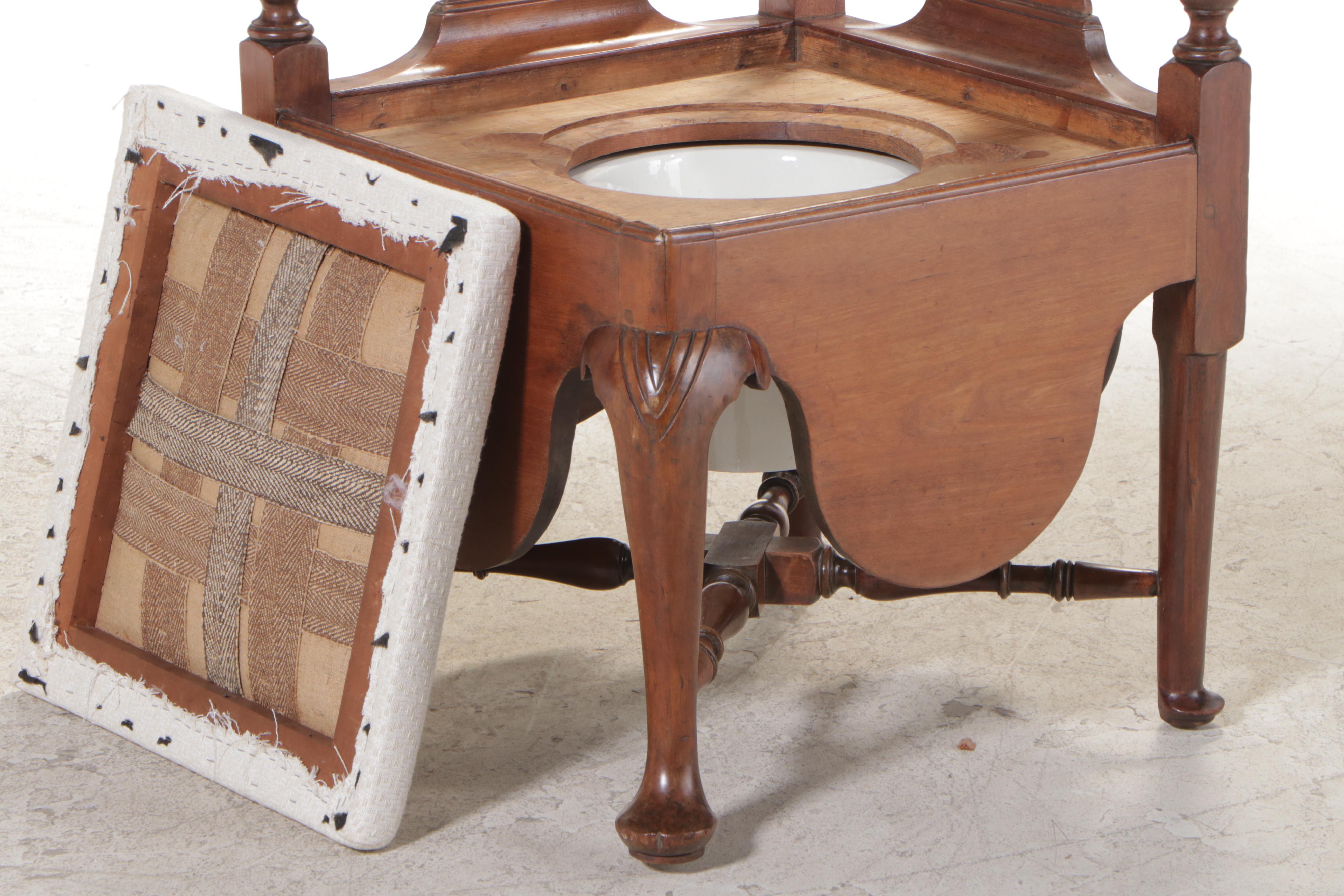 American Queen Anne Cherrywood Roundabout Commode Chair, 18th Century