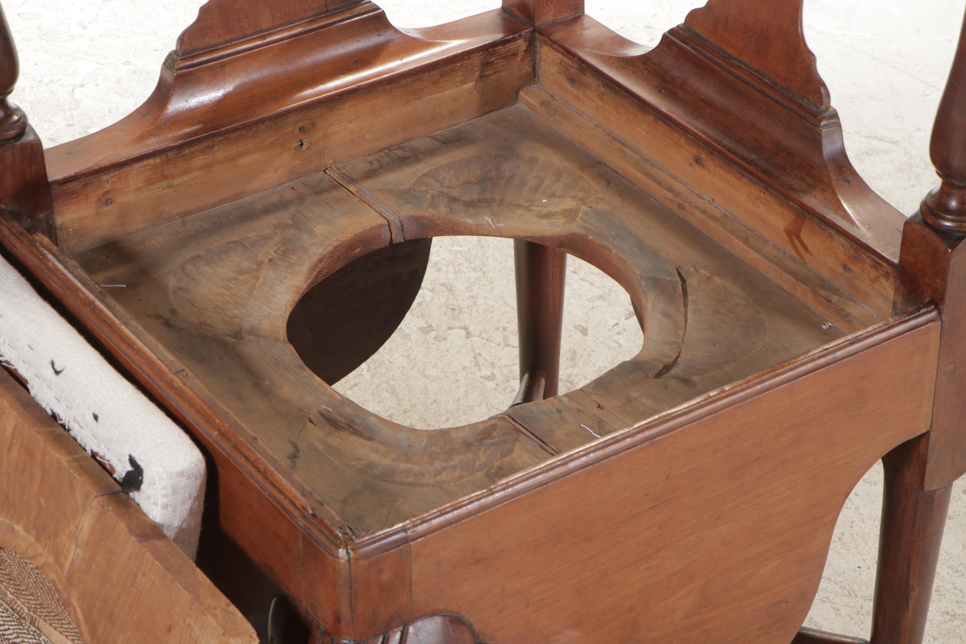 American Queen Anne Cherrywood Roundabout Commode Chair, 18th Century