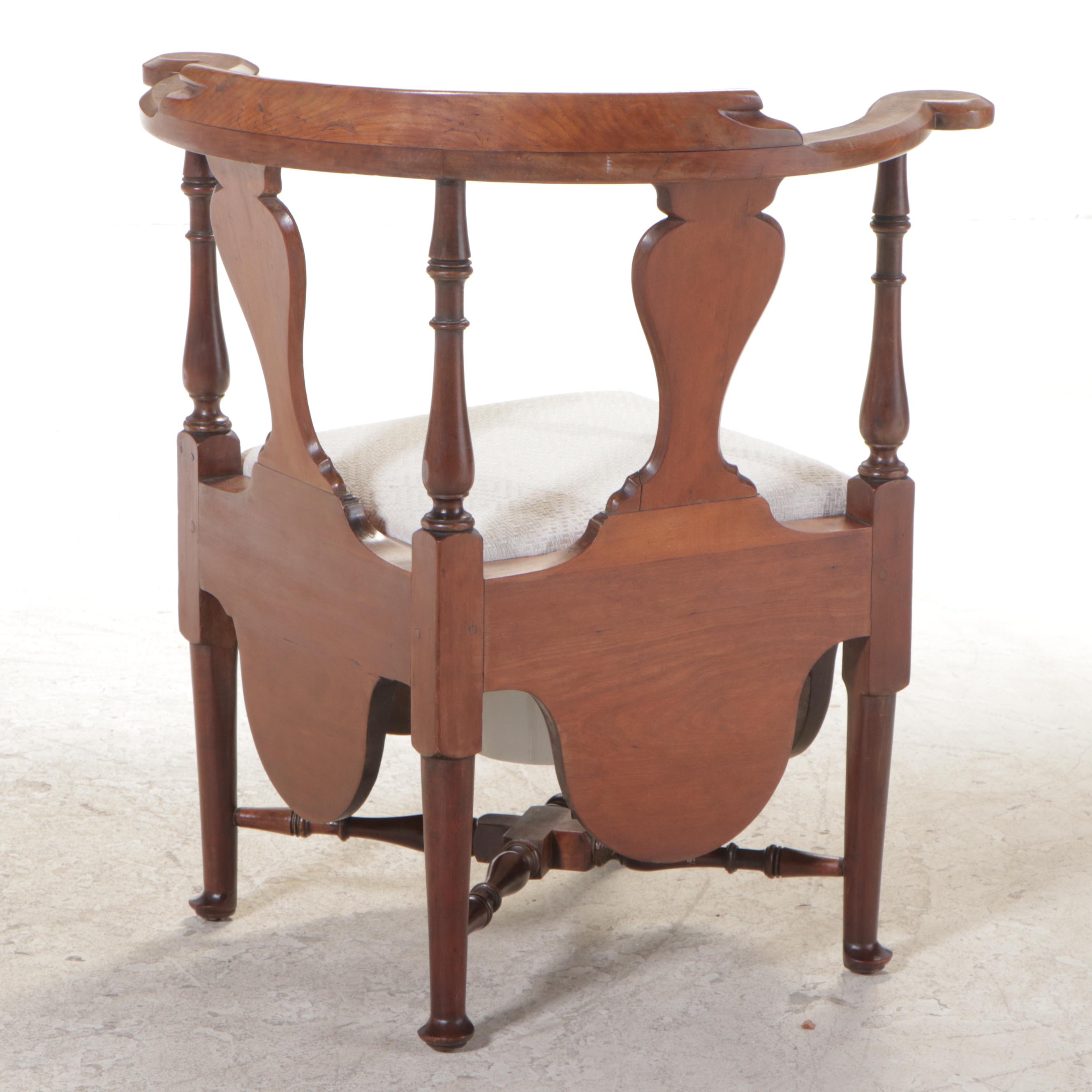 American Queen Anne Cherrywood Roundabout Commode Chair, 18th Century