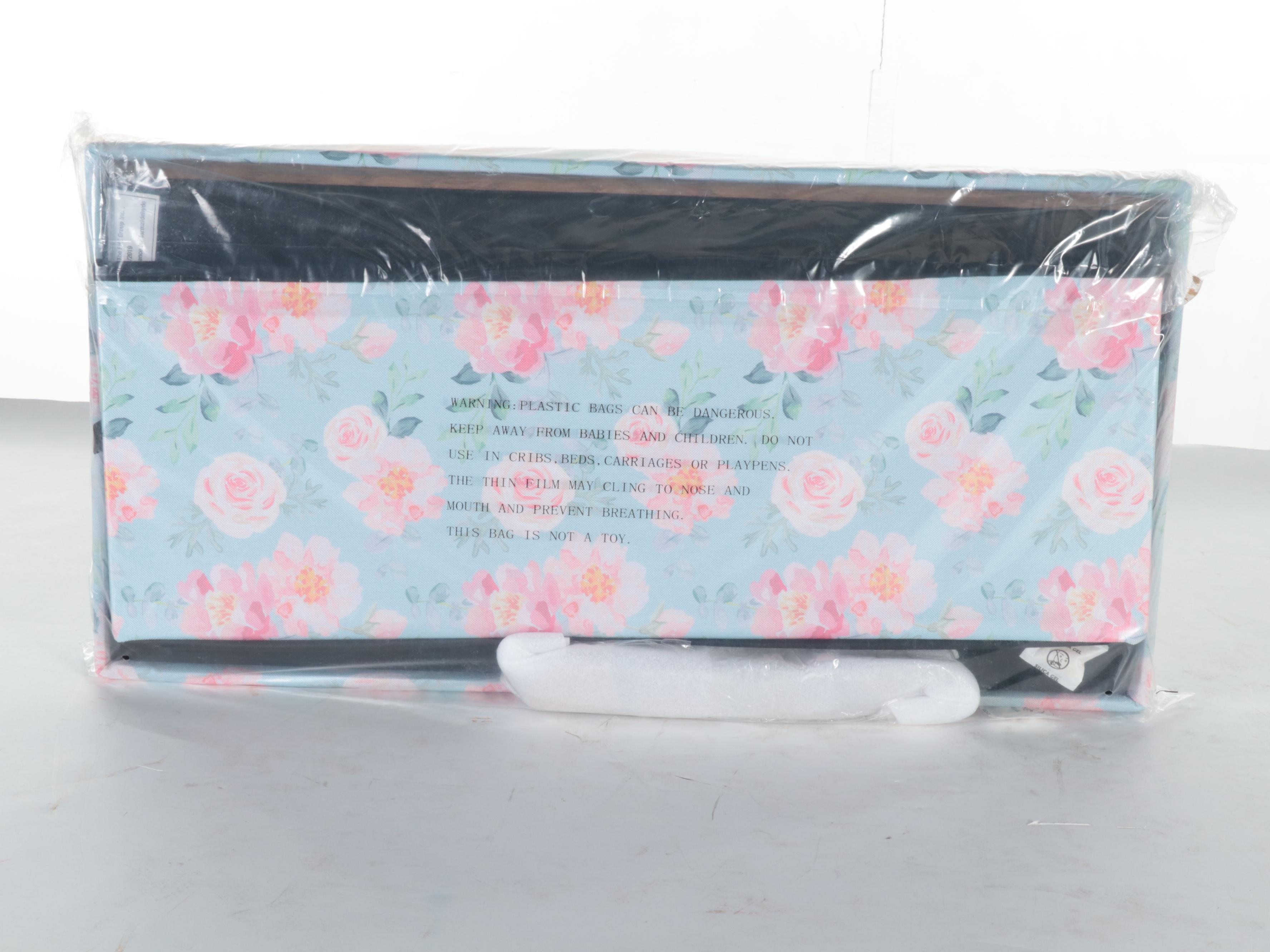 Fresh Home Elements Floral Folding Footed Storage Bench with Flip-Lid Tray Top