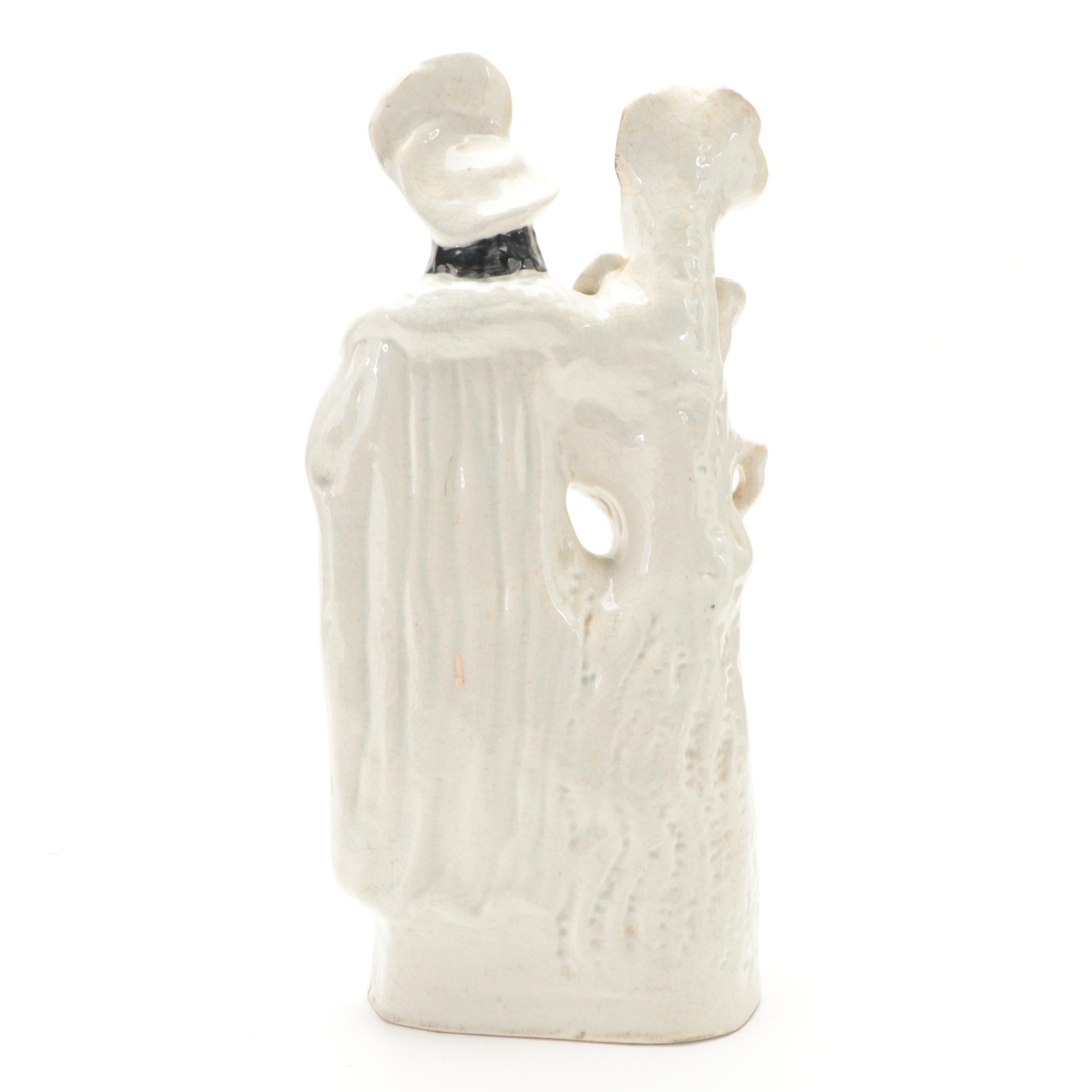 Victorian Staffordshire Hunter with Dog Spill Vase, Mid to Late 19th Century