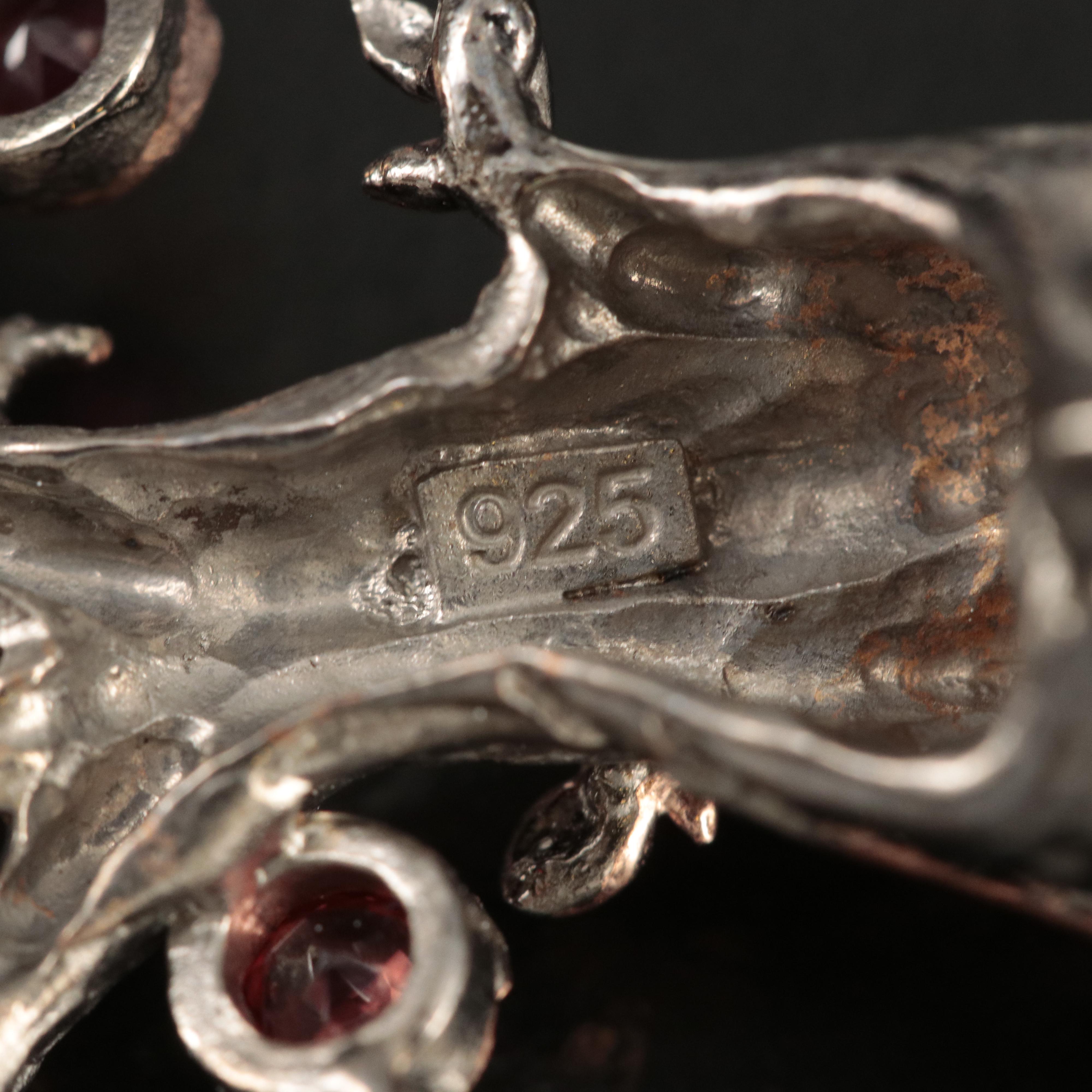 Sterling Pearl, Garnet and Topaz Tree of Life Brooch