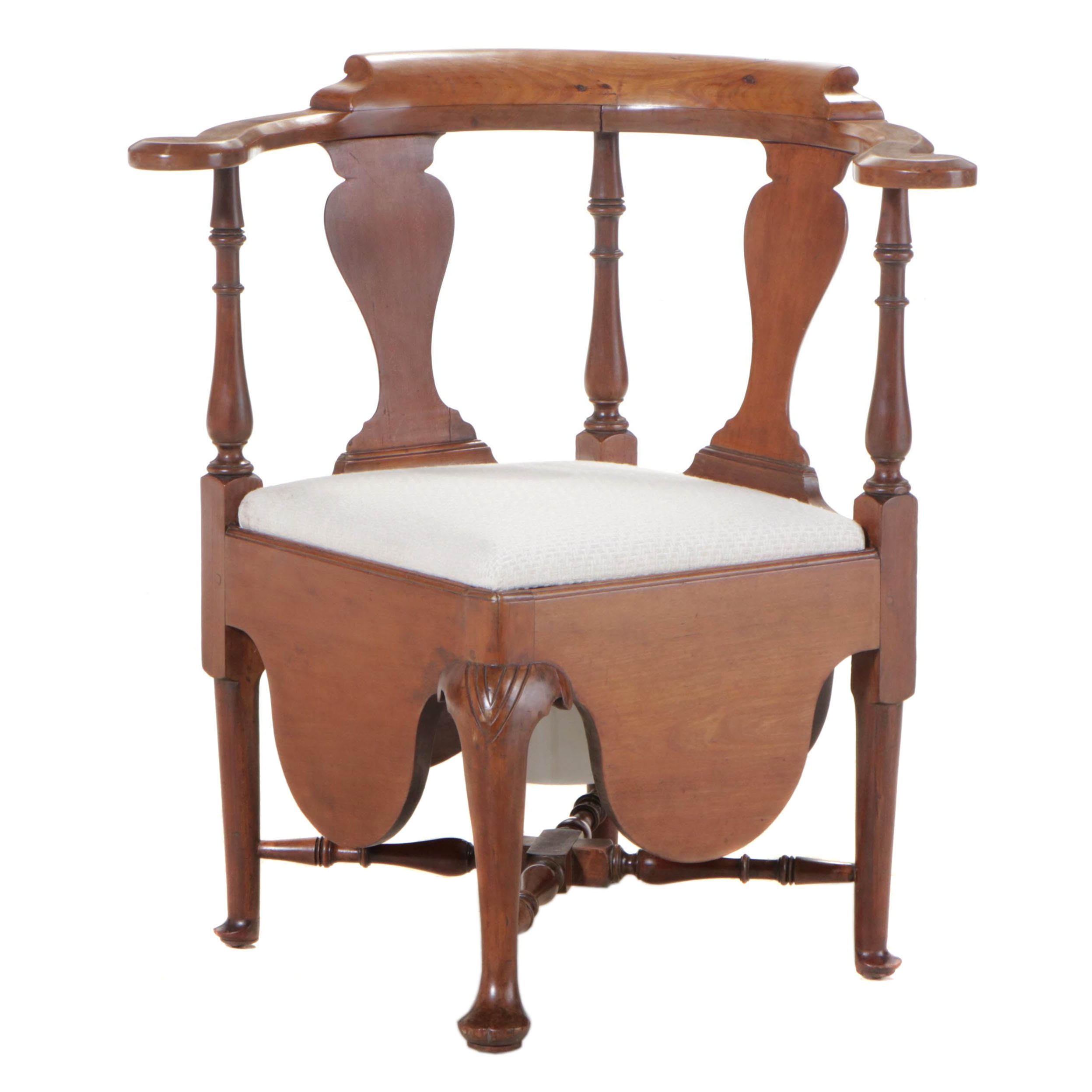 American Queen Anne Cherrywood Roundabout Commode Chair, 18th Century