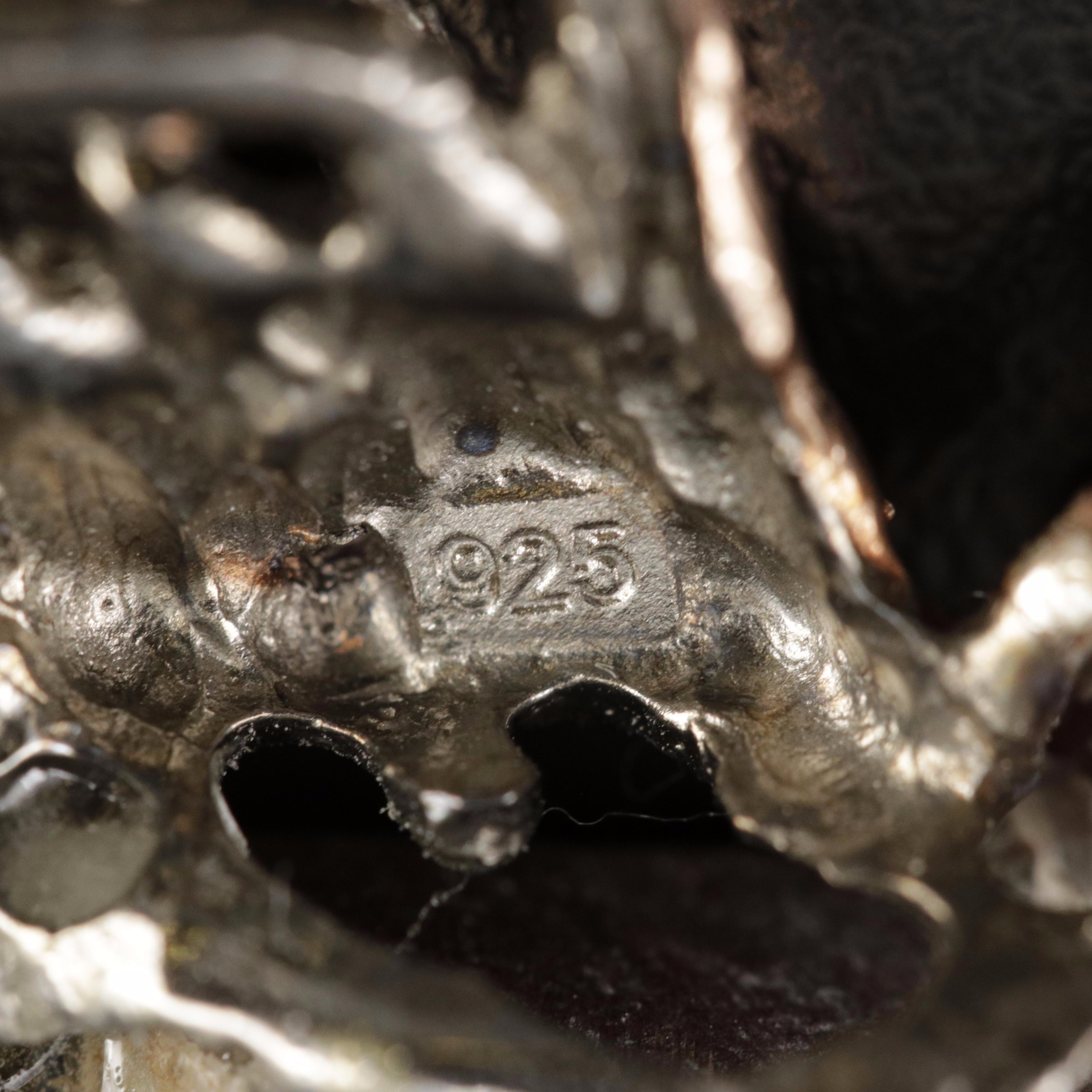 Sterling Ammonite and Garnet Nautilus Brooch