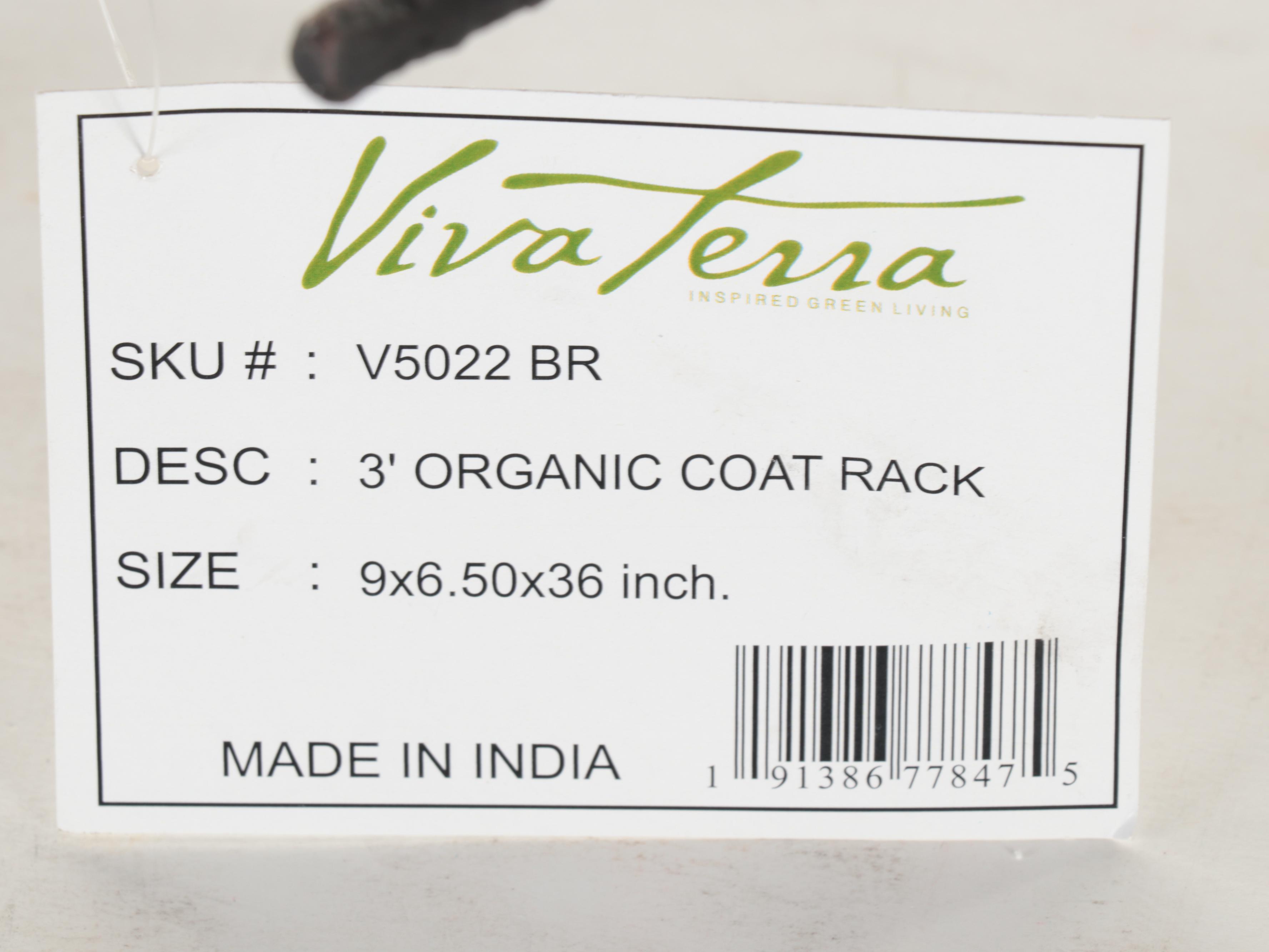 VivaTerra Recycled Metal Branch-Form Wall-Mounted Coat Rack in Bronze Finish