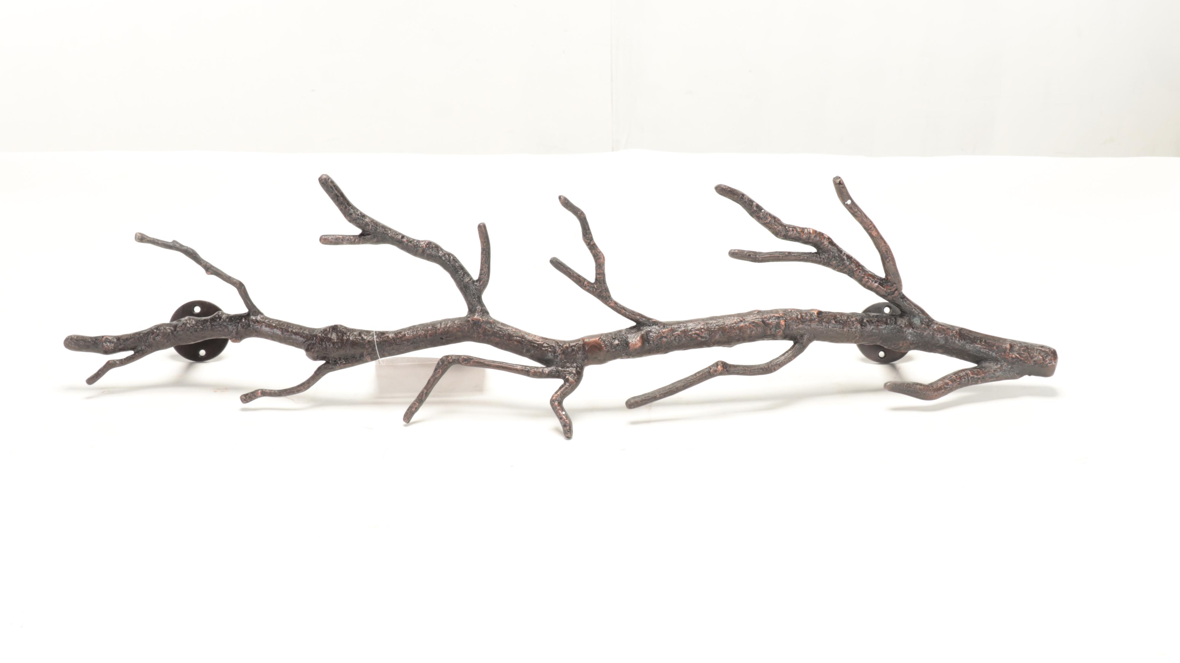 VivaTerra Recycled Metal Branch-Form Wall-Mounted Coat Rack in Bronze Finish