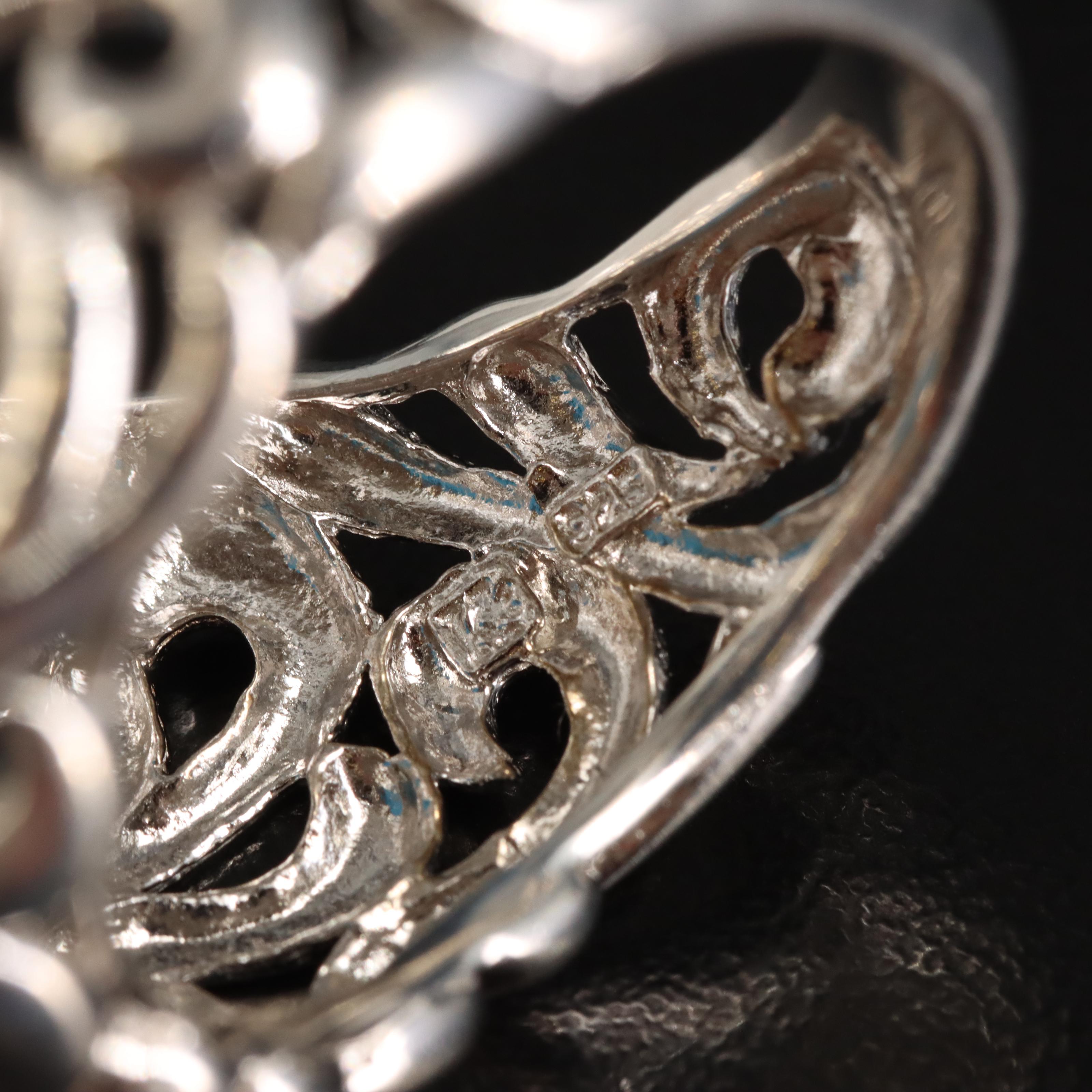 Sterling Faux Turquoise and Diamond Domed Ring