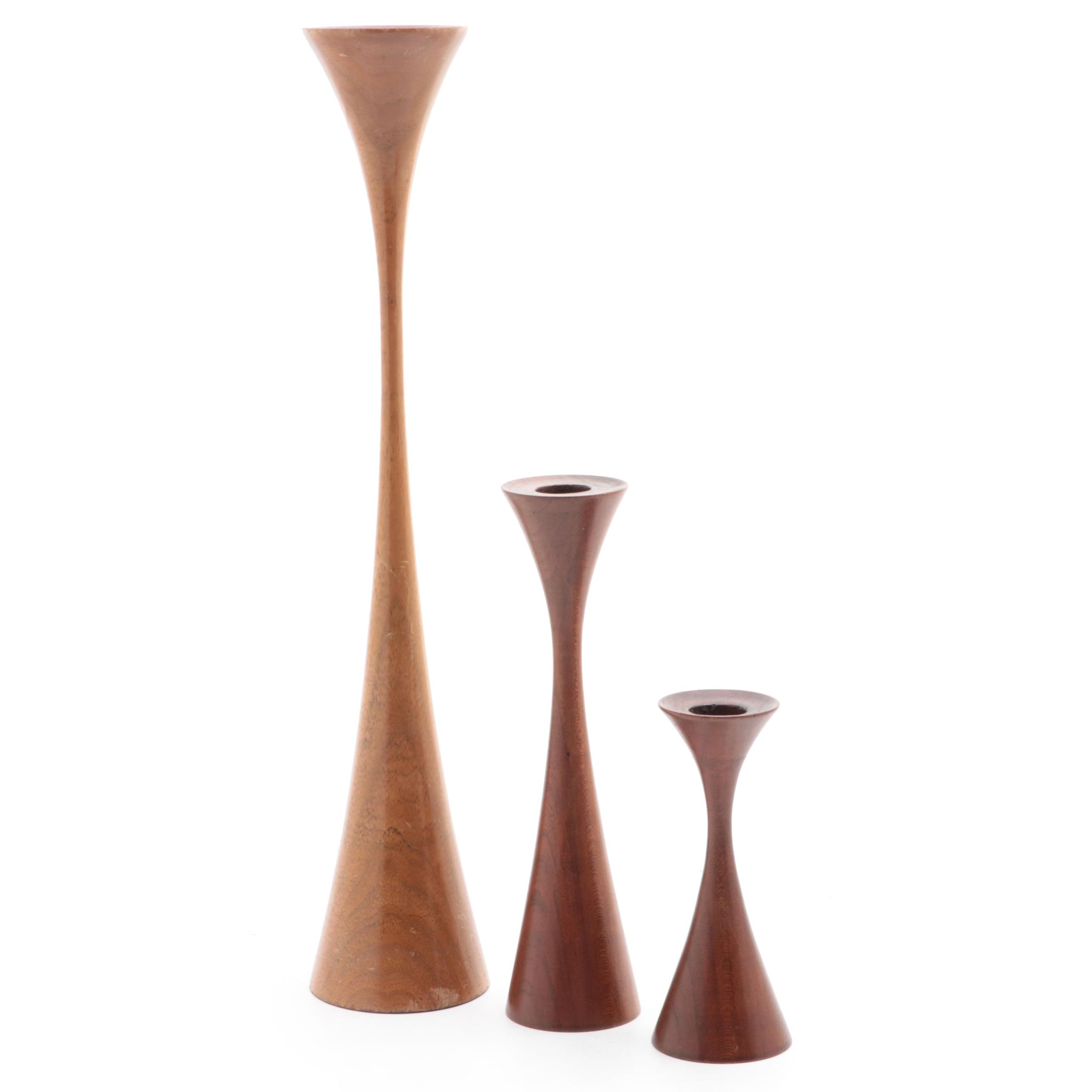 Danish Modern Style Wooden Candlesticks