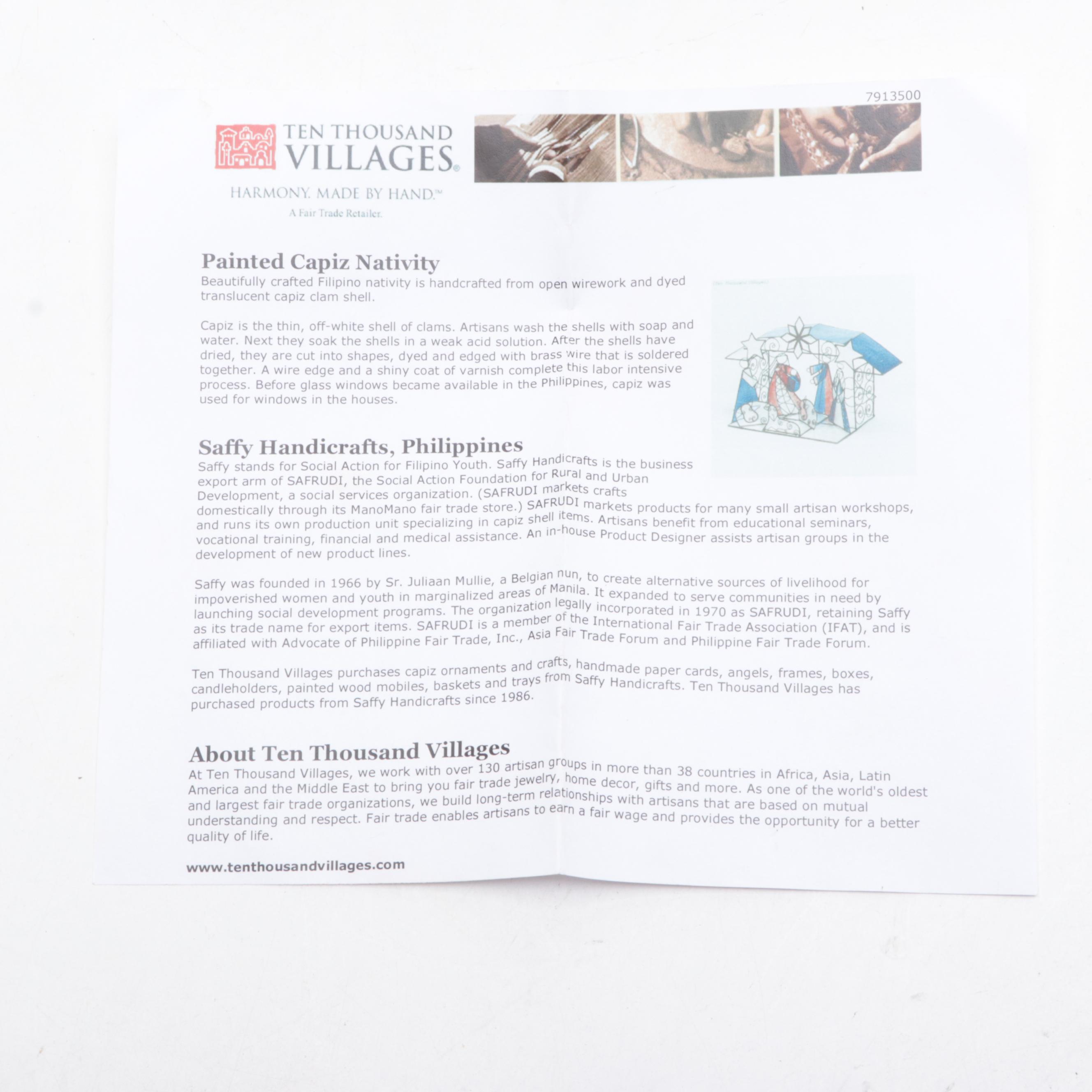 Ten Thousand Villages Painted Capiz Shell Nativity