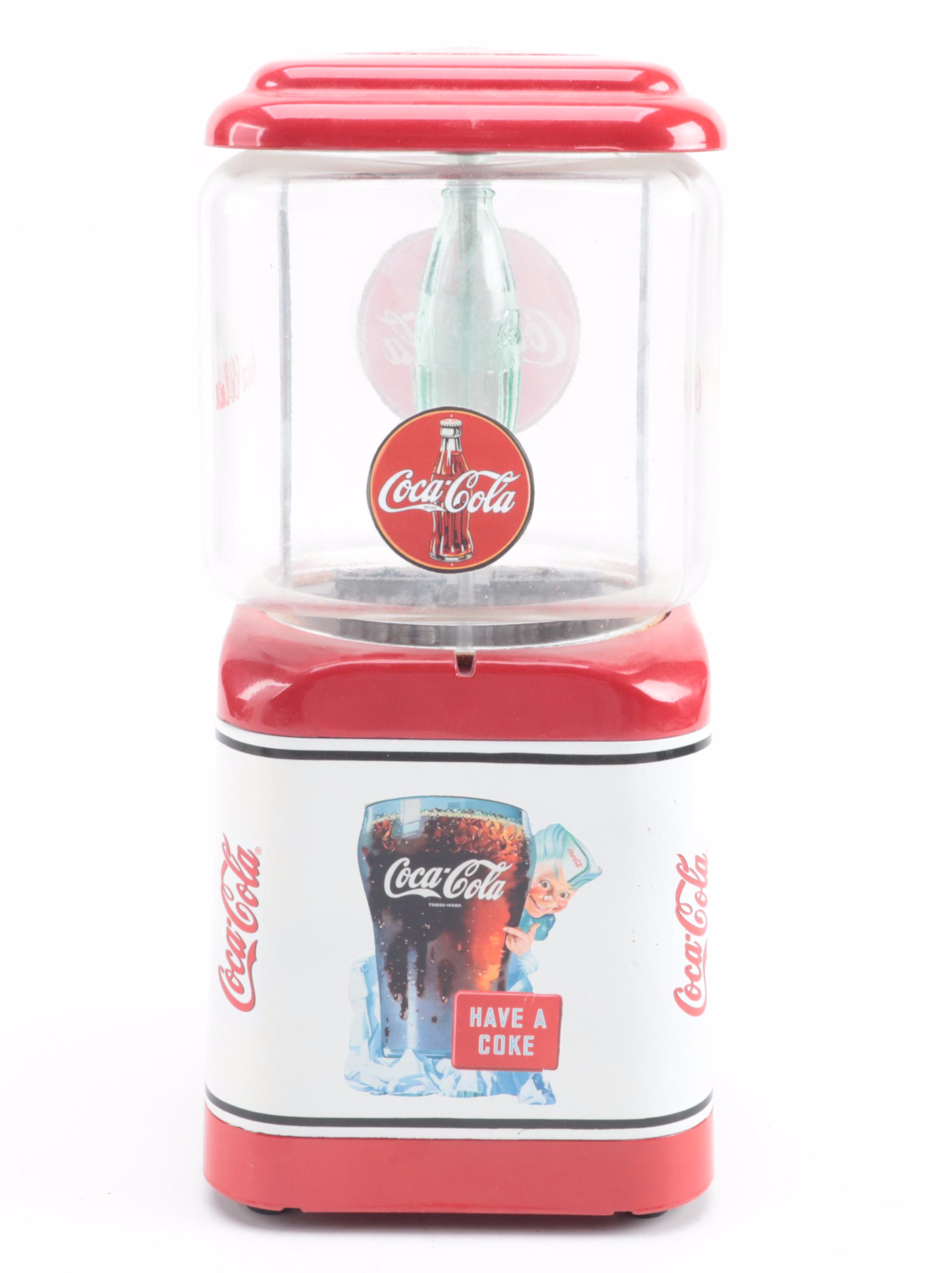 Coca-Cola Gumball Machine, Party Horns and Miniature Bottles with Crate