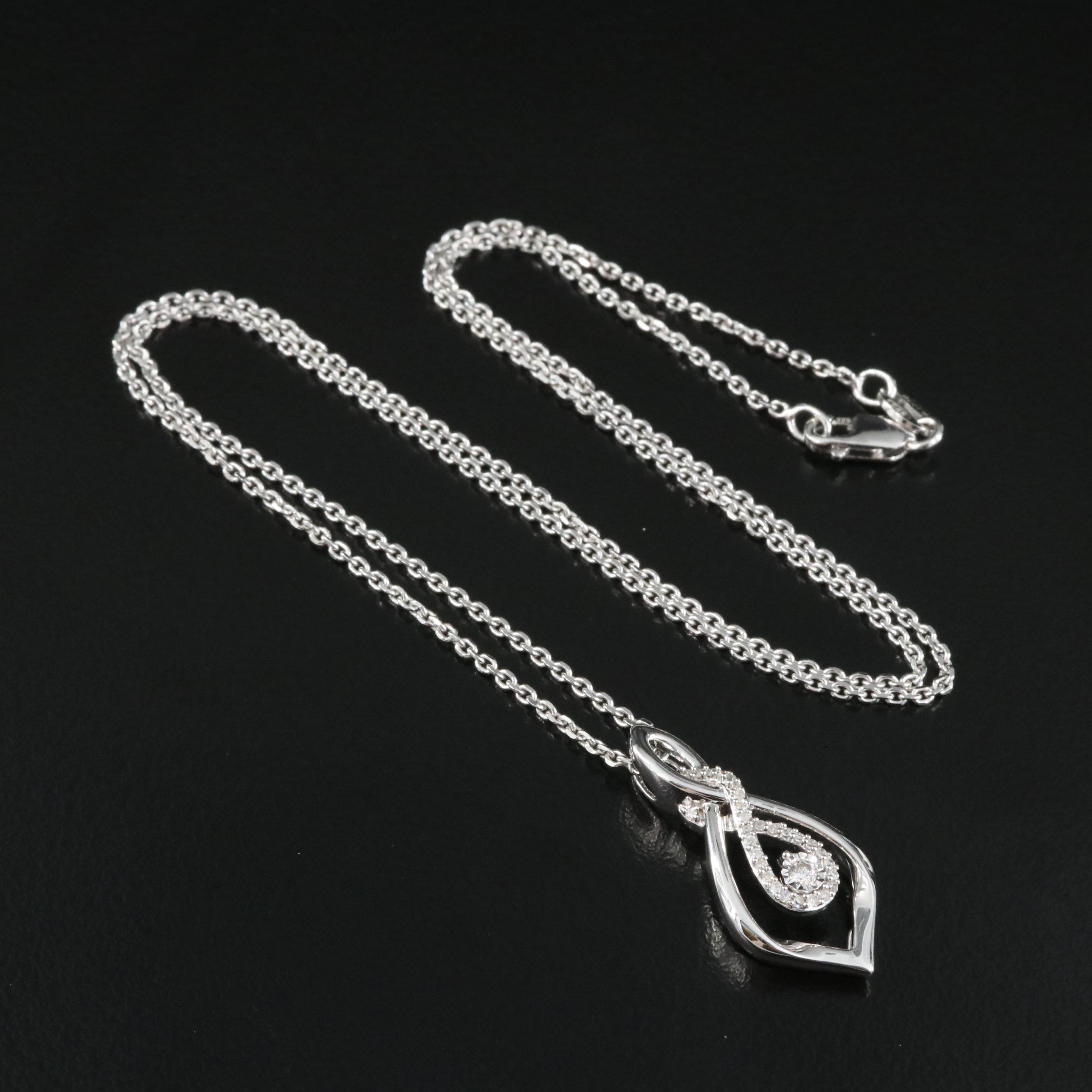 Sterling Diamond Pendant Necklace