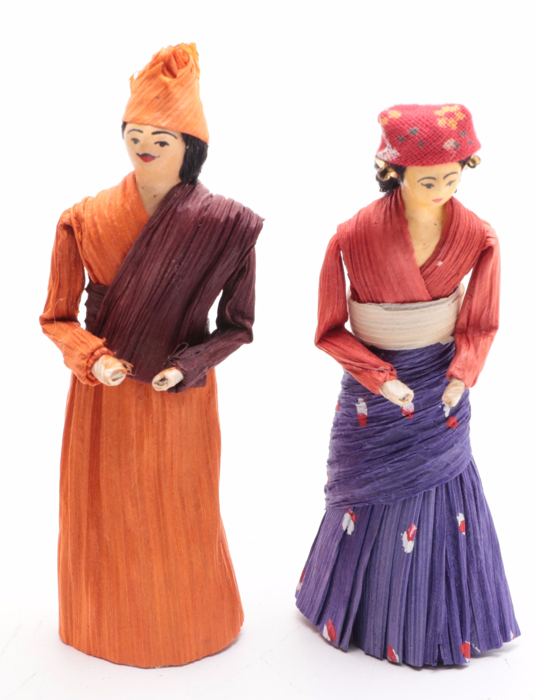 Nepali Gurung Nativity Scene with Other Corn Husk Nativity Figurines