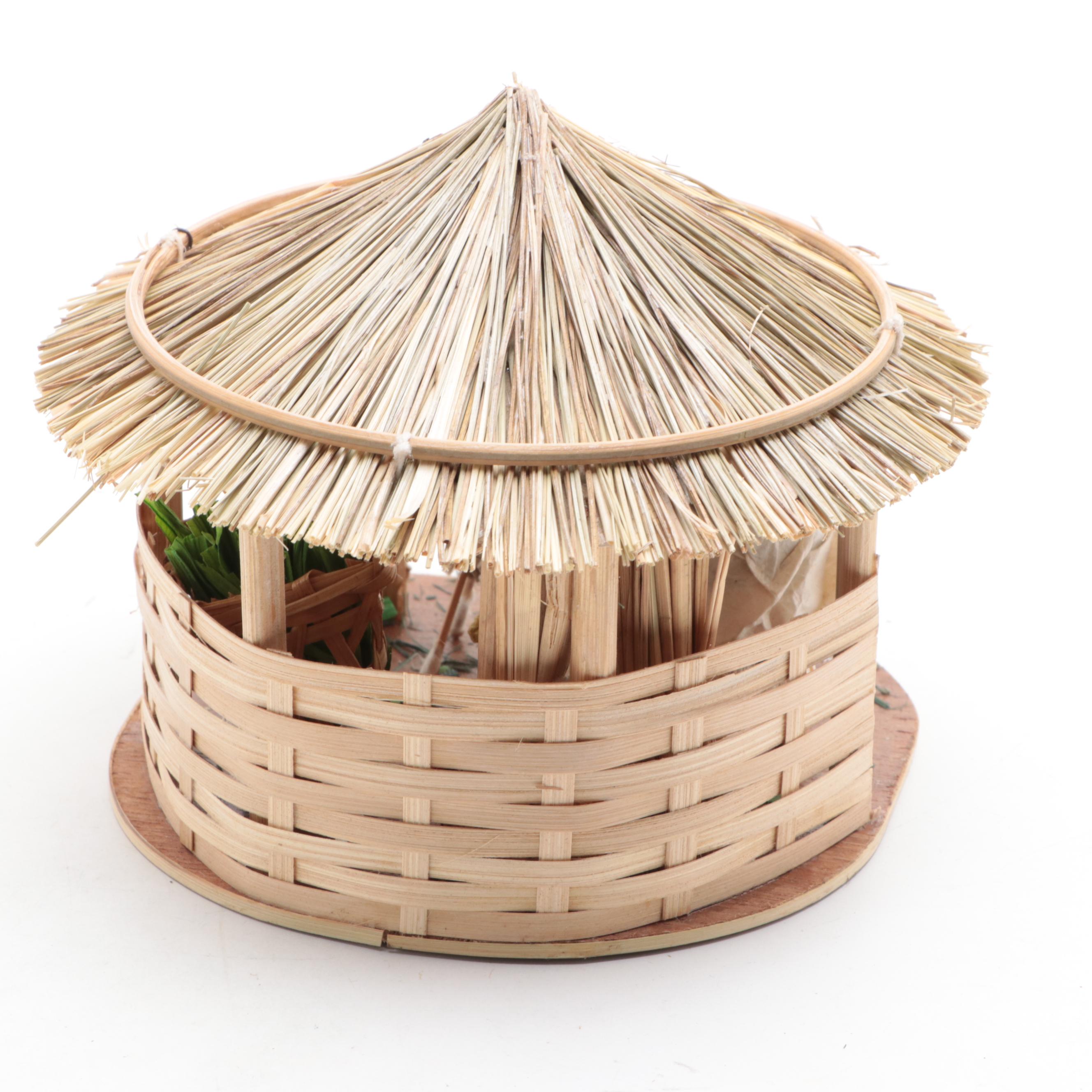 Nepali Gurung Nativity Scene with Other Corn Husk Nativity Figurines