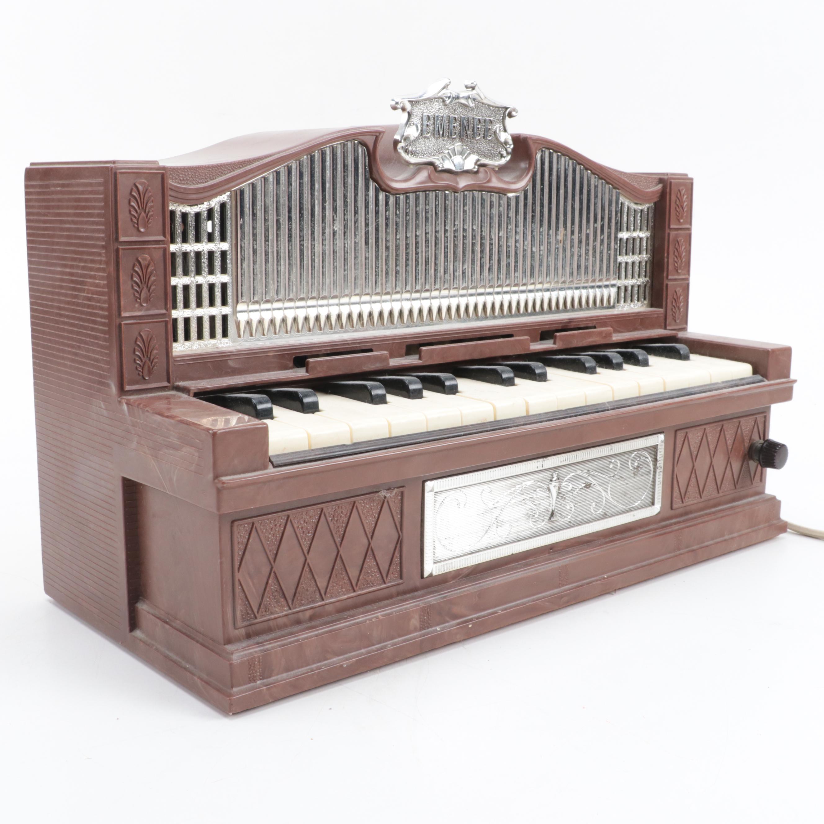 Emenee Miniature Electric Golden Pipe Organ Toy, Mid-20th Century