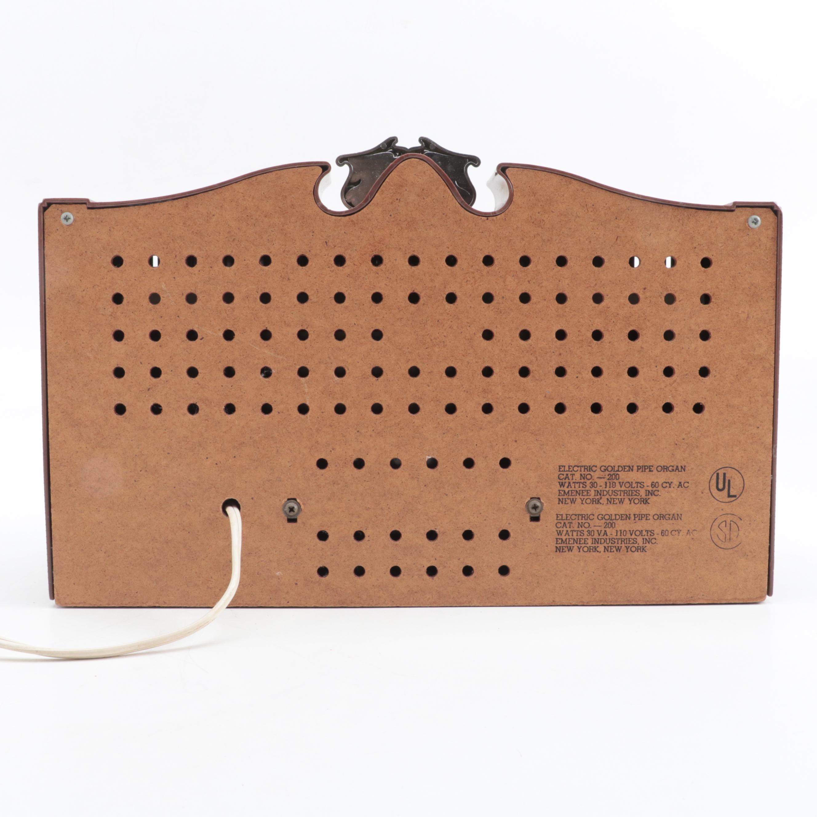 Emenee Miniature Electric Golden Pipe Organ Toy, Mid-20th Century