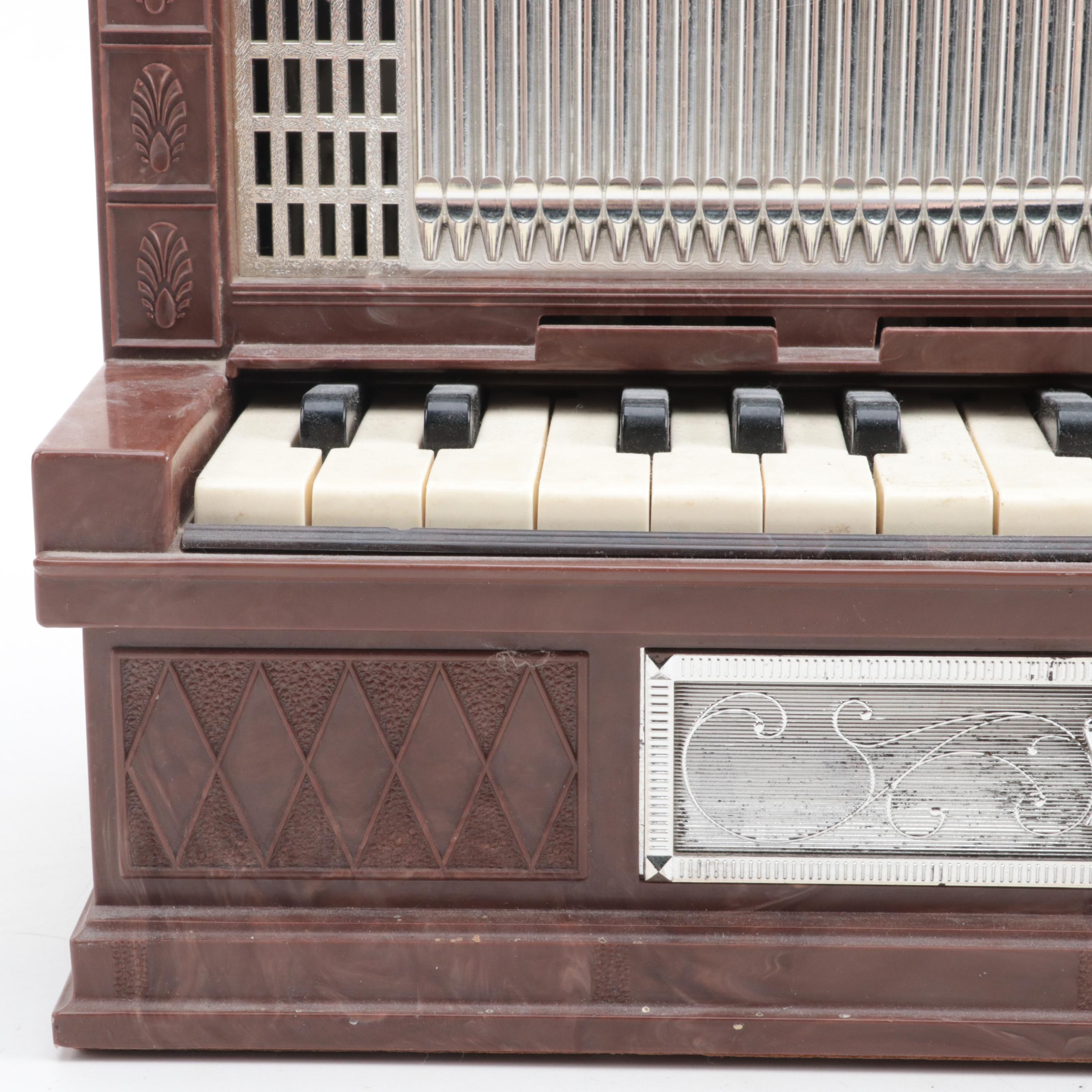 Emenee Miniature Electric Golden Pipe Organ Toy, Mid-20th Century