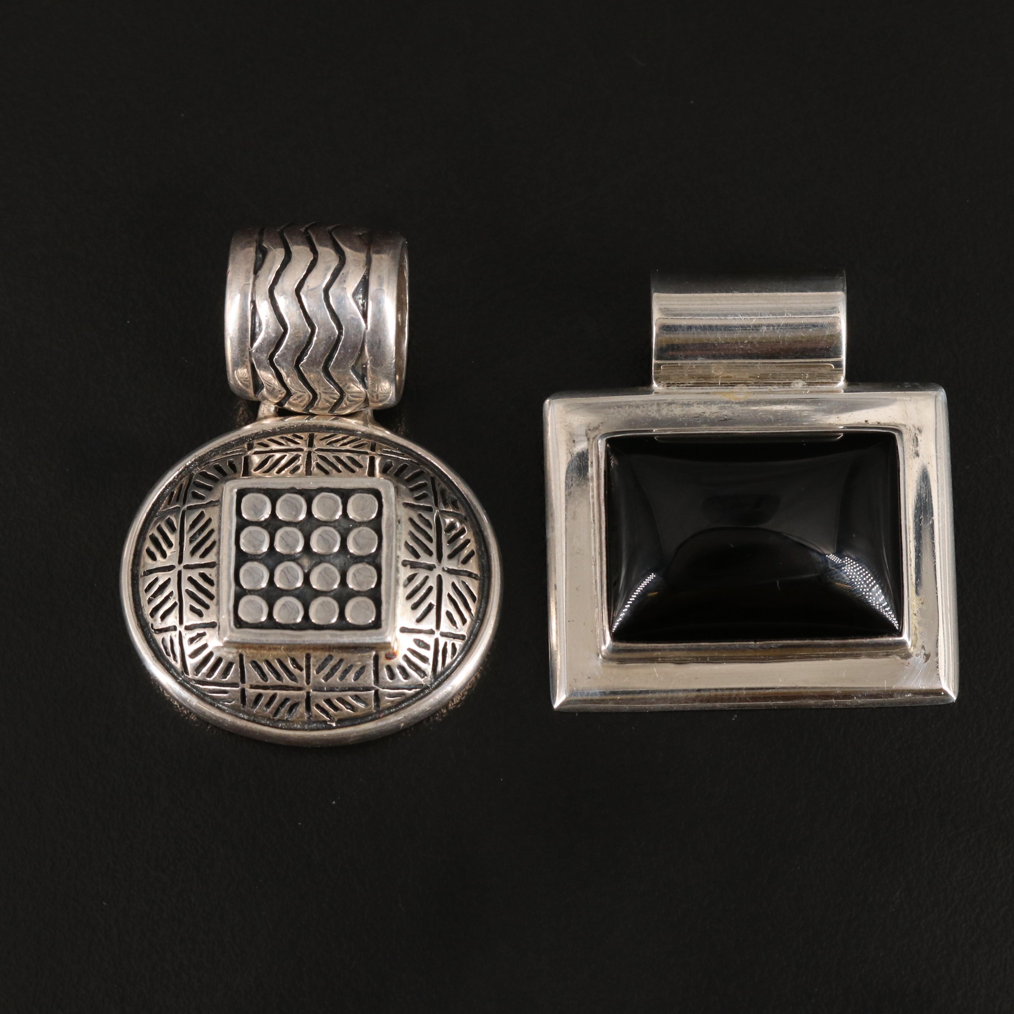 Pairing of Sterling Slide Pendants Including Black Onyx