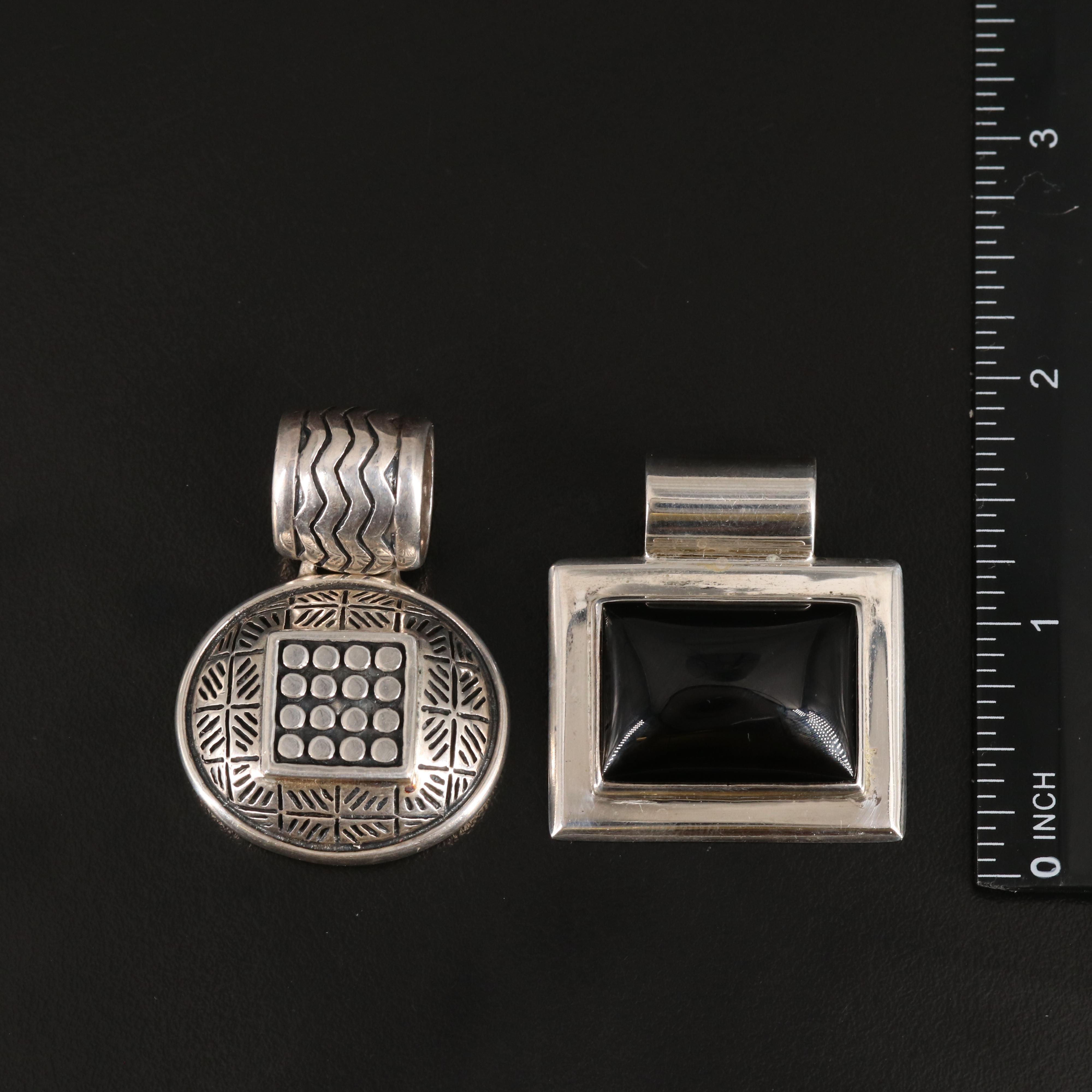 Pairing of Sterling Slide Pendants Including Black Onyx