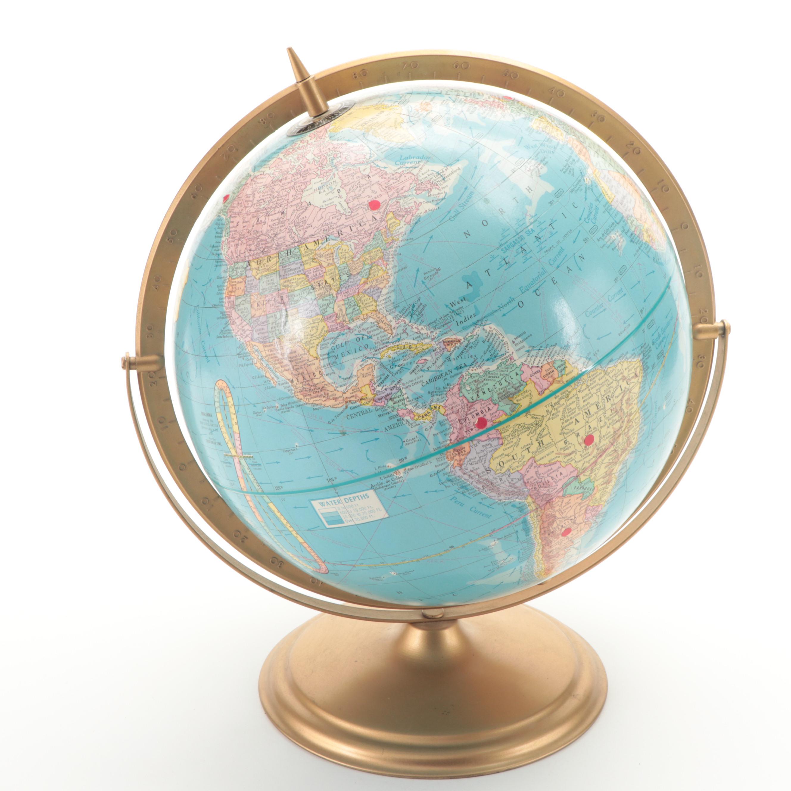 Cram's Scoposphere with Glass and Gemstone Inlay Globes and Paperweight