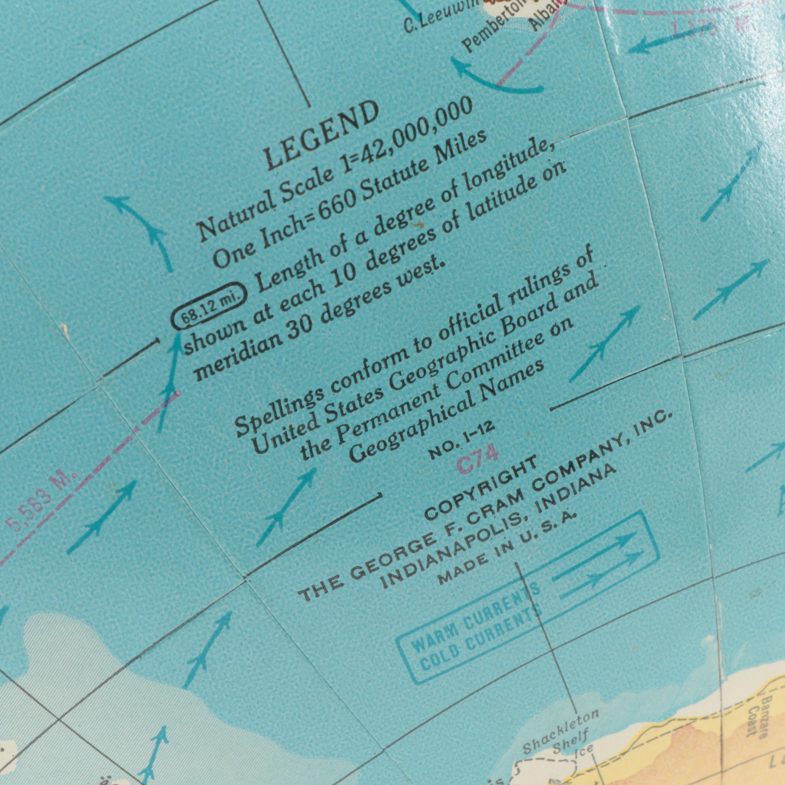 Cram's Scoposphere with Glass and Gemstone Inlay Globes and Paperweight