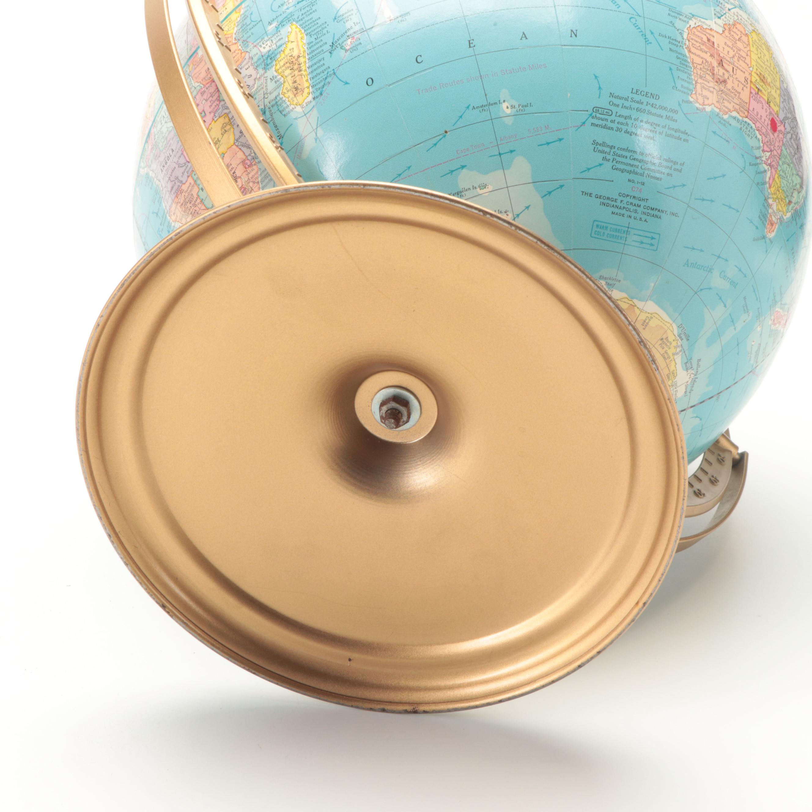 Cram's Scoposphere with Glass and Gemstone Inlay Globes and Paperweight