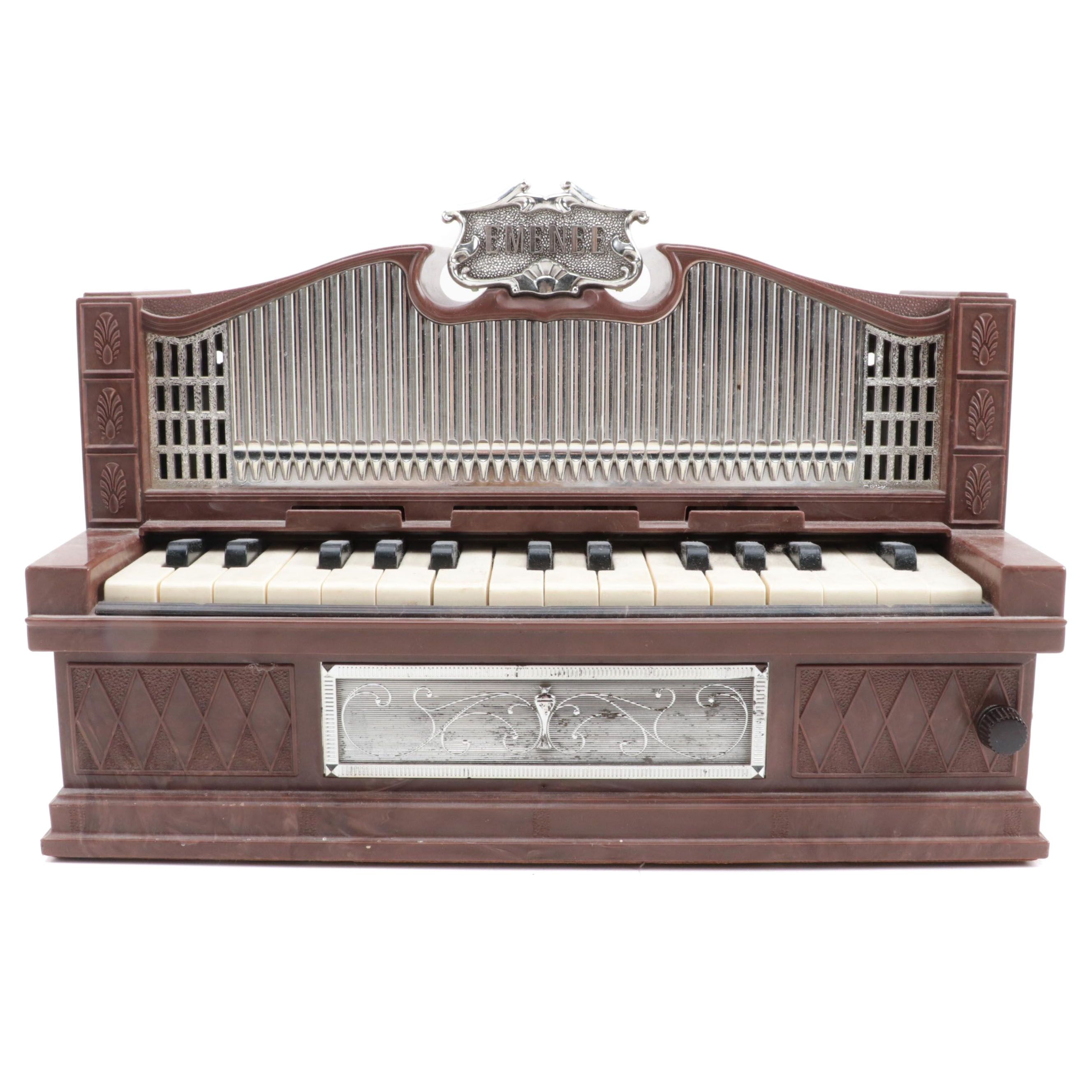 Emenee Miniature Electric Golden Pipe Organ Toy, Mid-20th Century