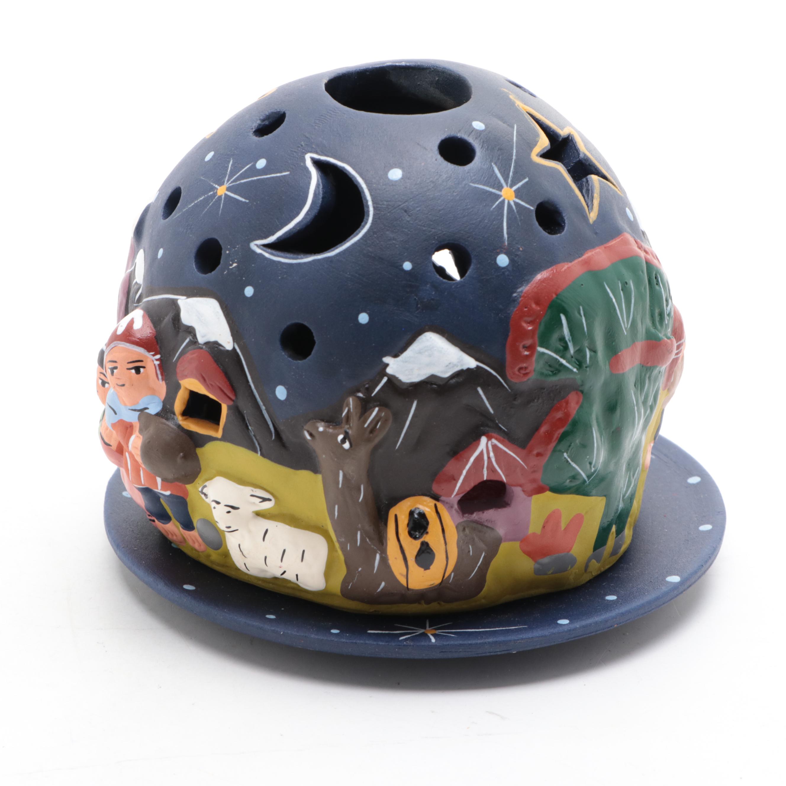 Tea Light Nativity with Other Ceramic Nativity Figurines