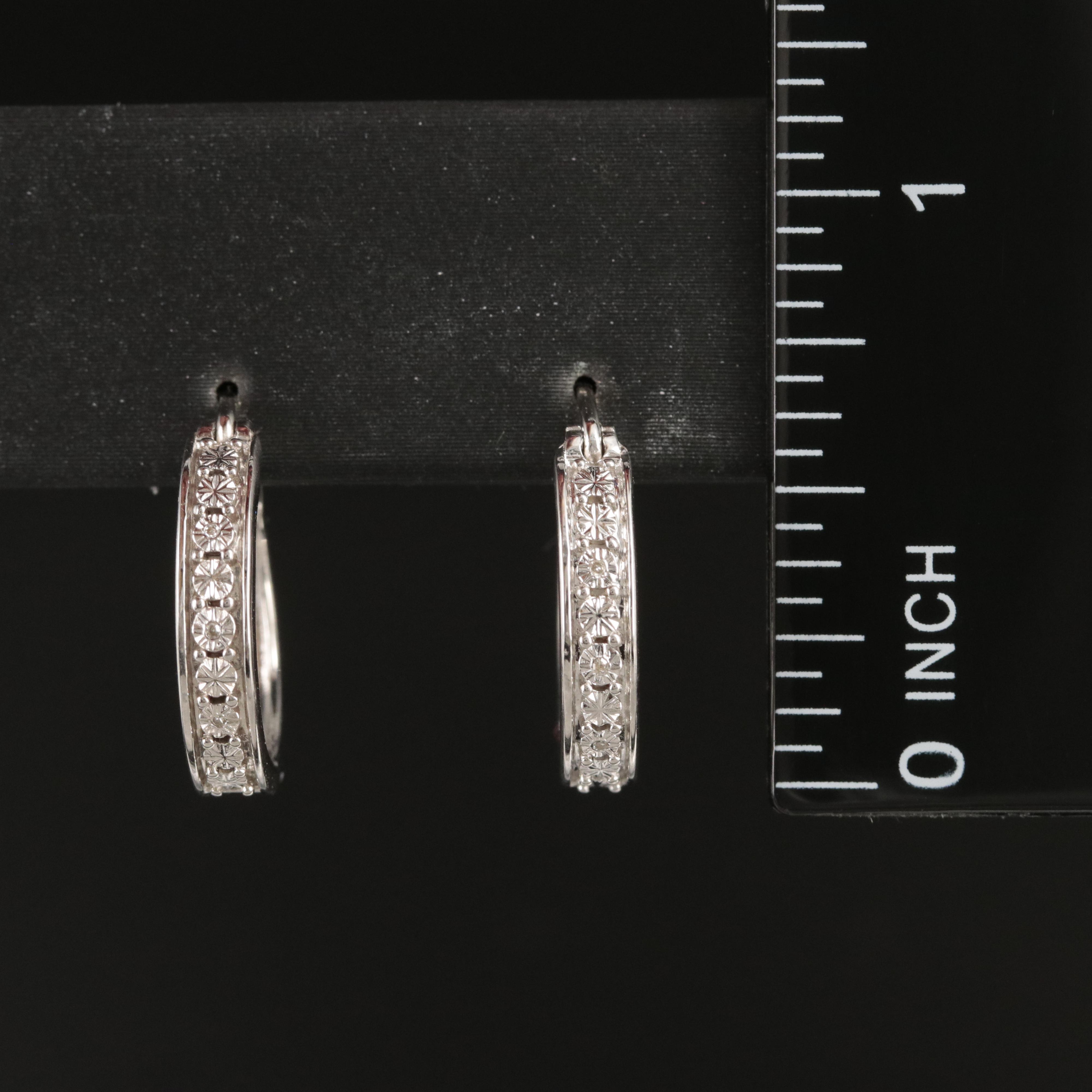 Sterling Diamond Small Hoop Earrings