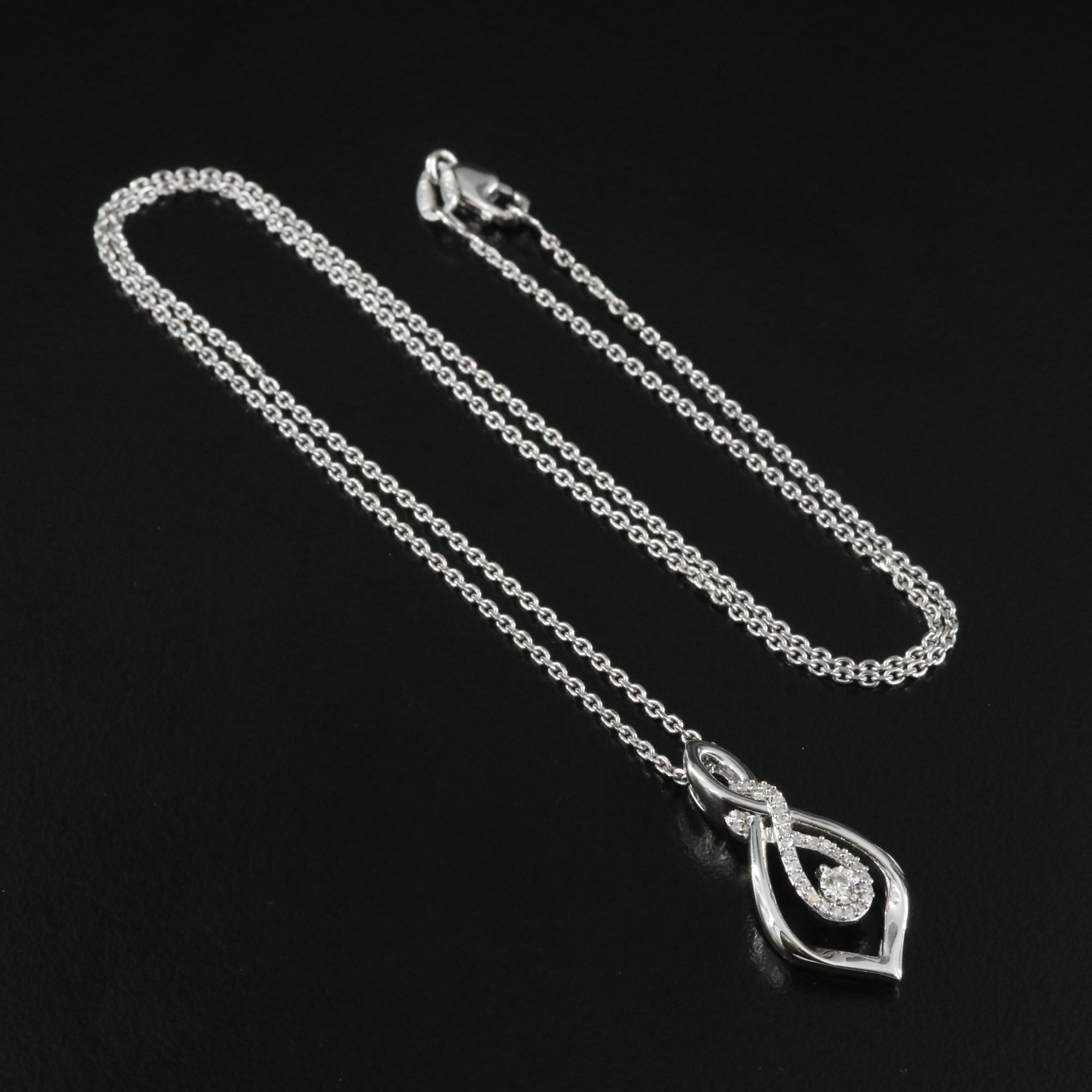 Sterling Diamond Pendant Necklace
