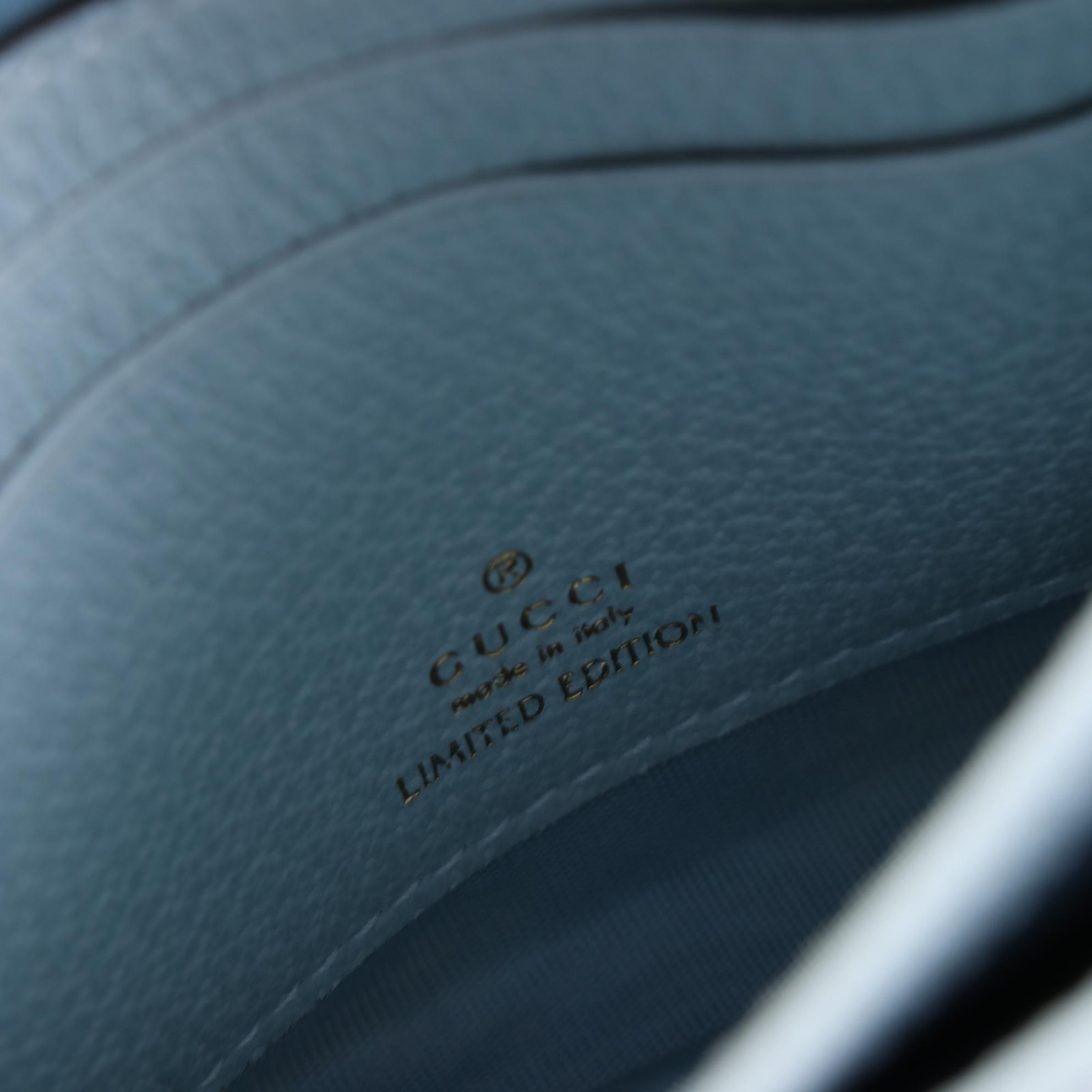 Gucci GG Marmont Travel Clutch in Blue Flora Canvas and Leather with Box