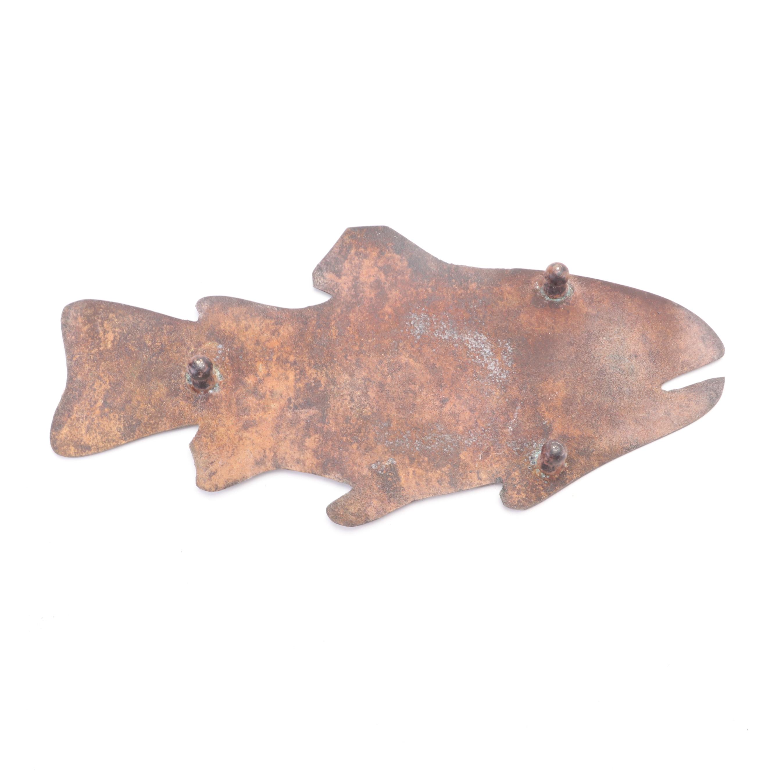 Folk Art Metal Turtle Figurines and Fish Plaque