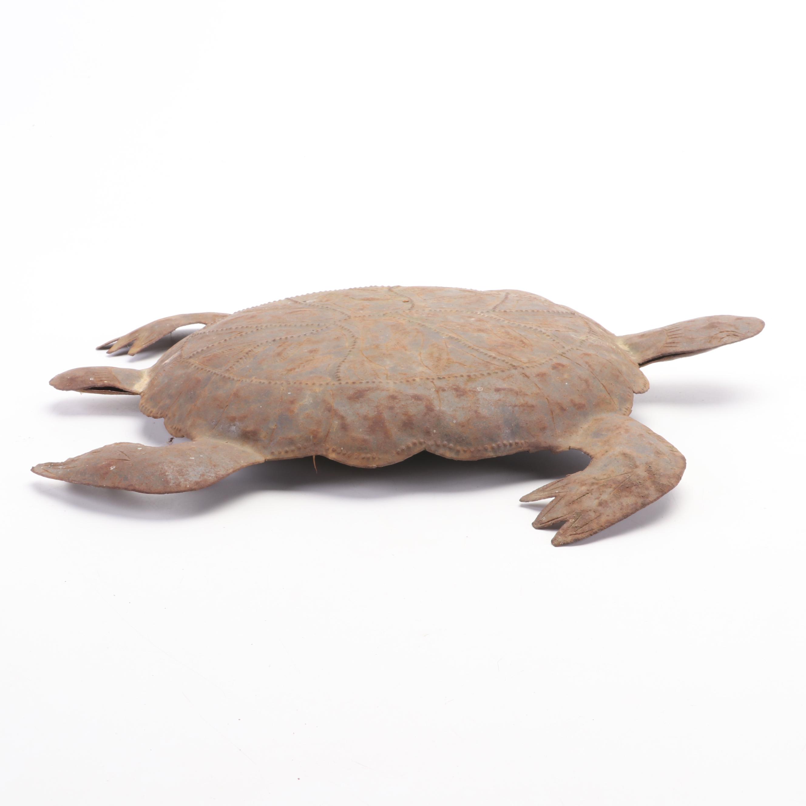 Folk Art Metal Turtle Figurines and Fish Plaque