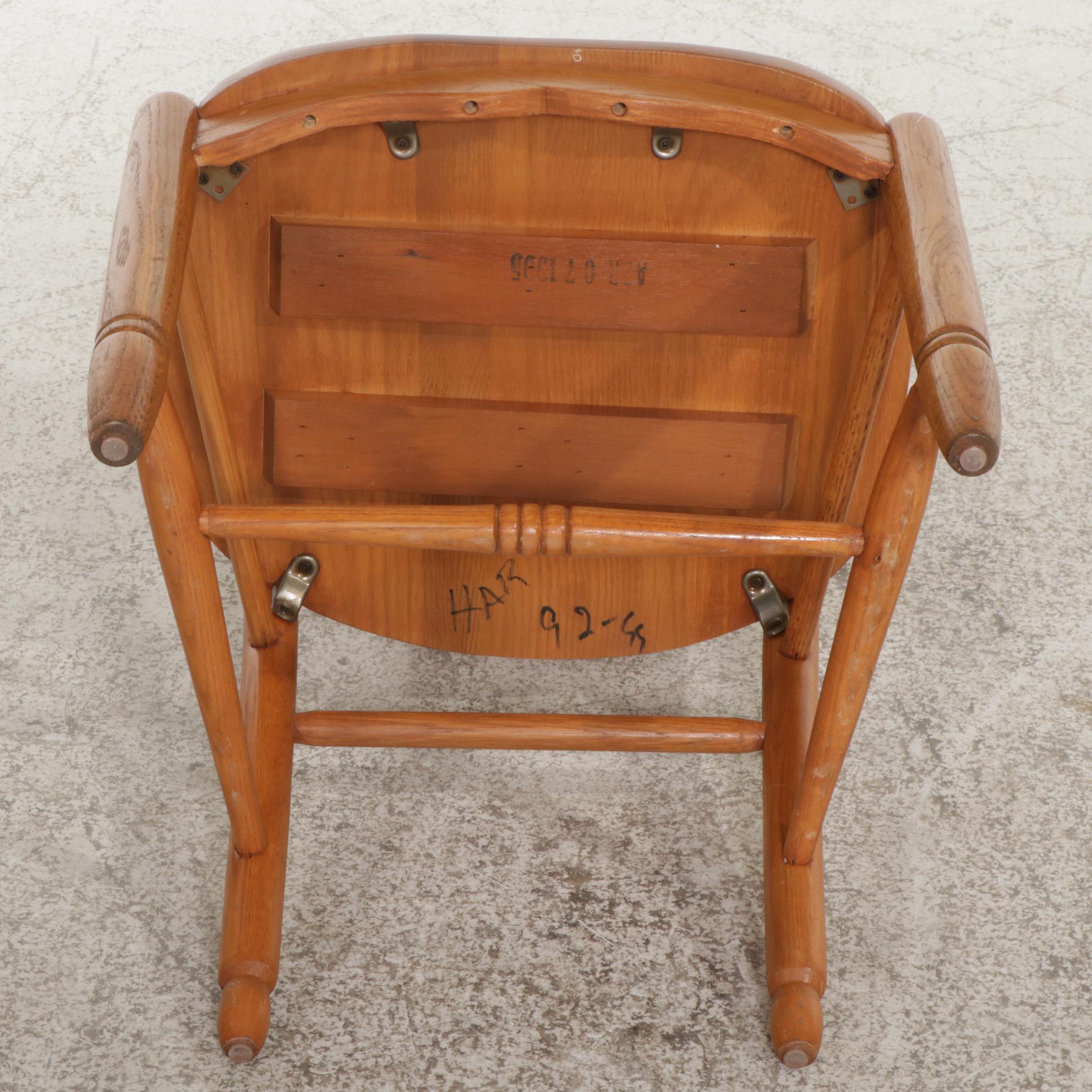 Four Farmhouse Style Oak Wheat-Sheaf Dining Chairs, 1990s