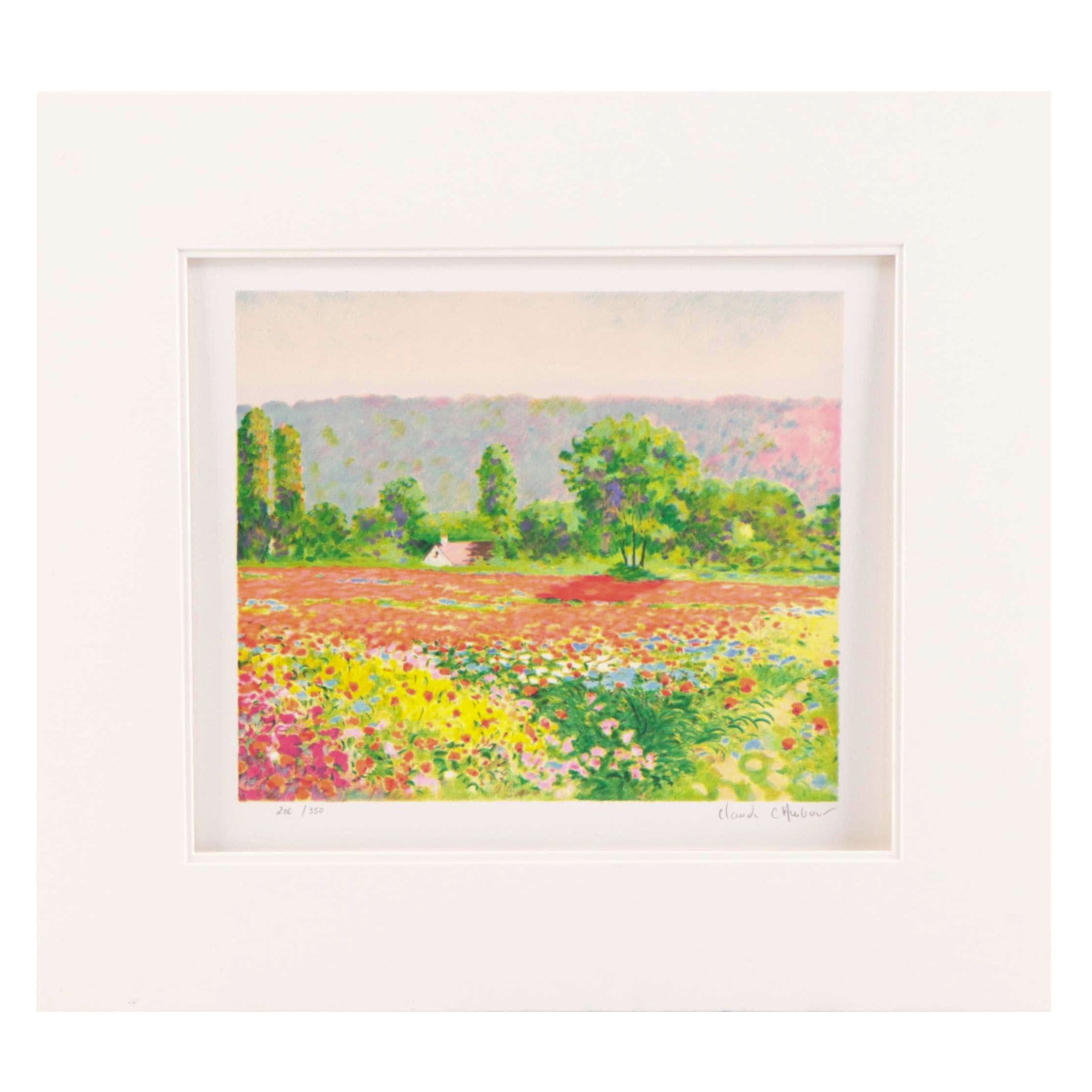 Claude Cambour Lithograph "Early Evening on the Field Poppies"