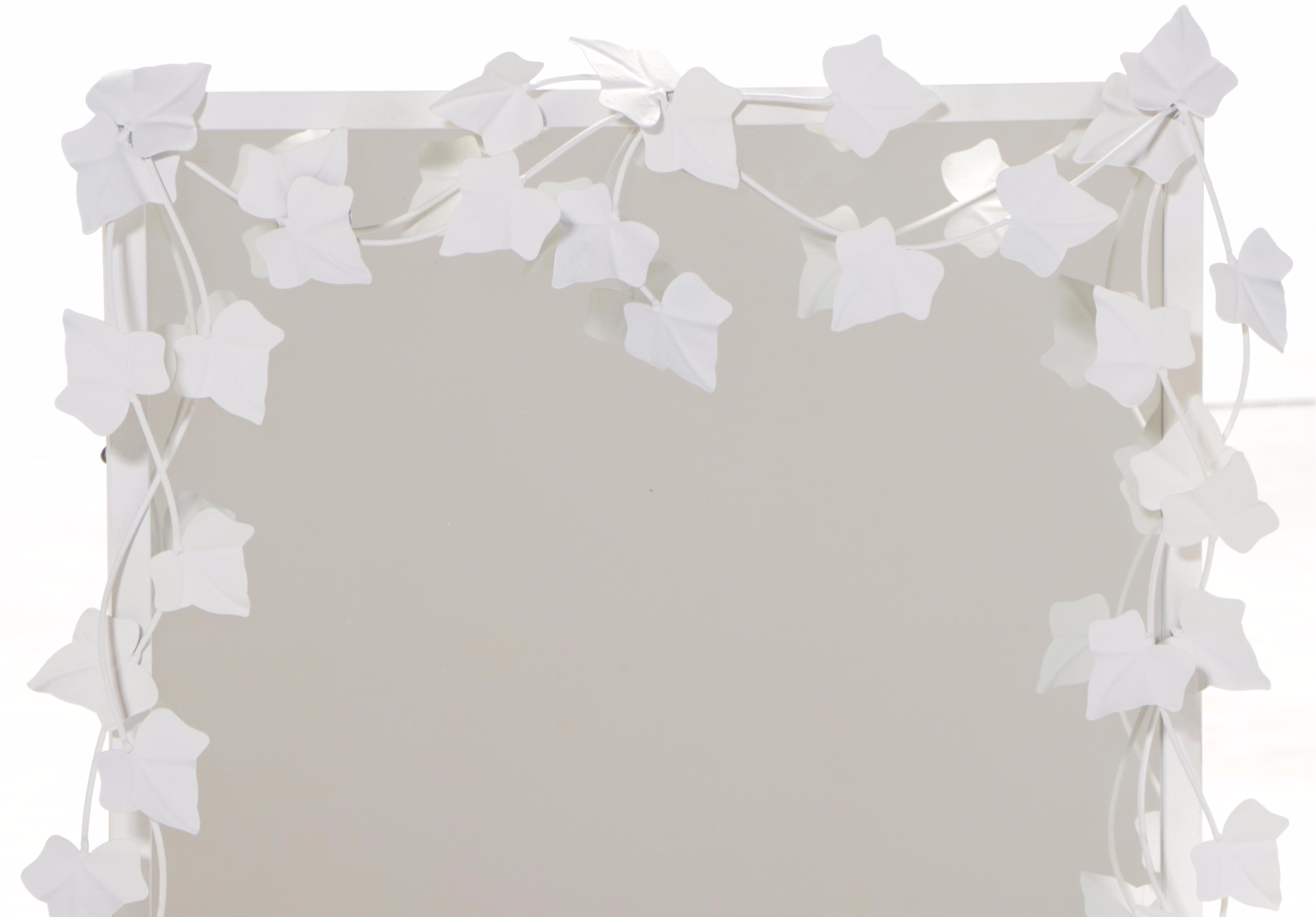 White-Painted Metal Ivy-Decorated Mirror, Late 20th Century