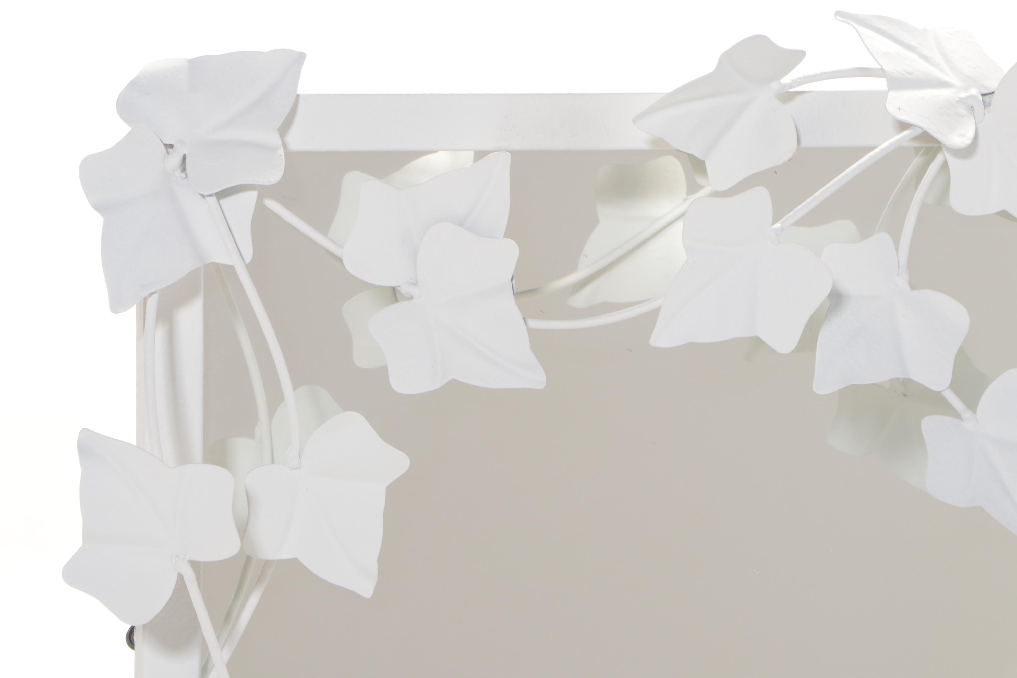 White-Painted Metal Ivy-Decorated Mirror, Late 20th Century