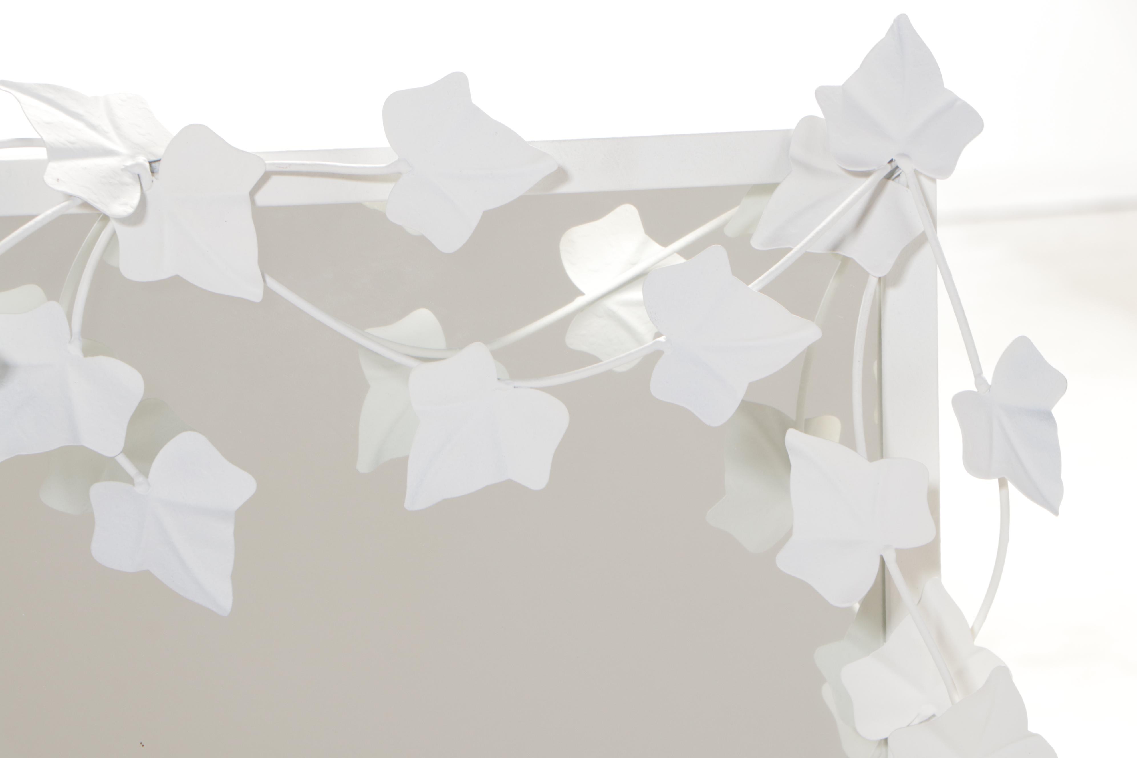 White-Painted Metal Ivy-Decorated Mirror, Late 20th Century