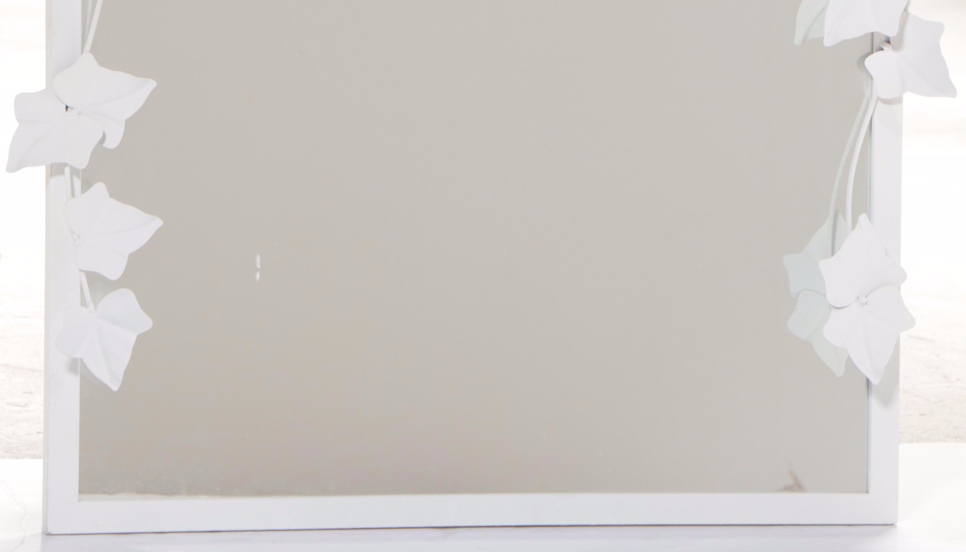 White-Painted Metal Ivy-Decorated Mirror, Late 20th Century