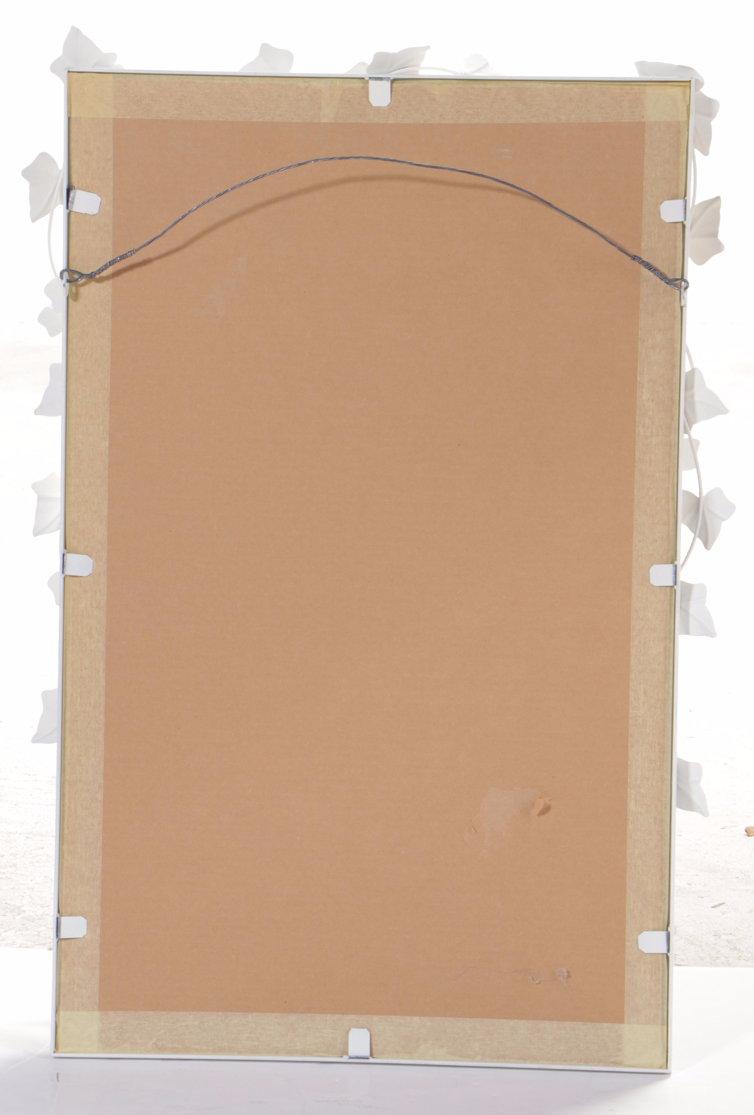 White-Painted Metal Ivy-Decorated Mirror, Late 20th Century