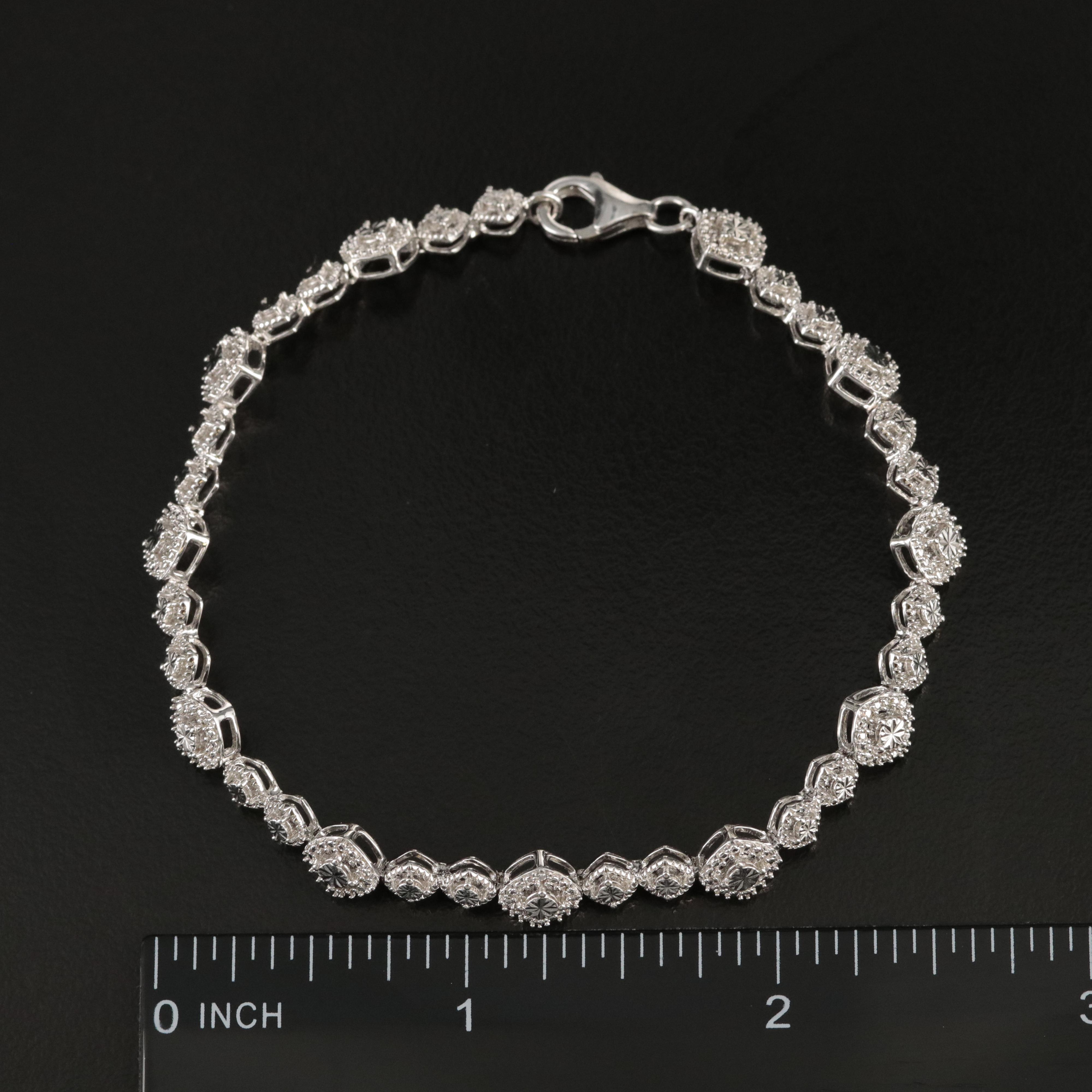 Sterling Diamond Fancy Link Bracelet
