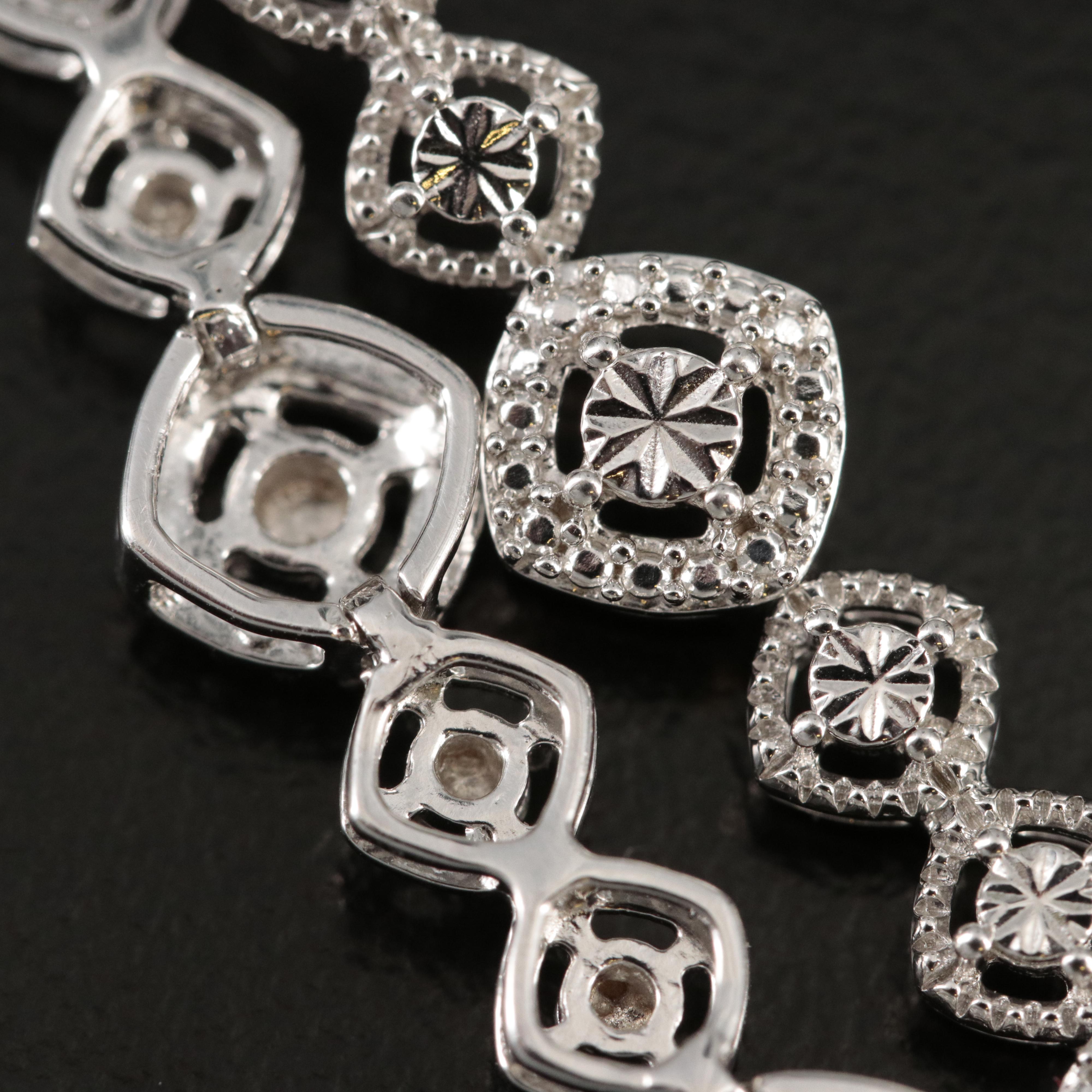 Sterling Diamond Fancy Link Bracelet