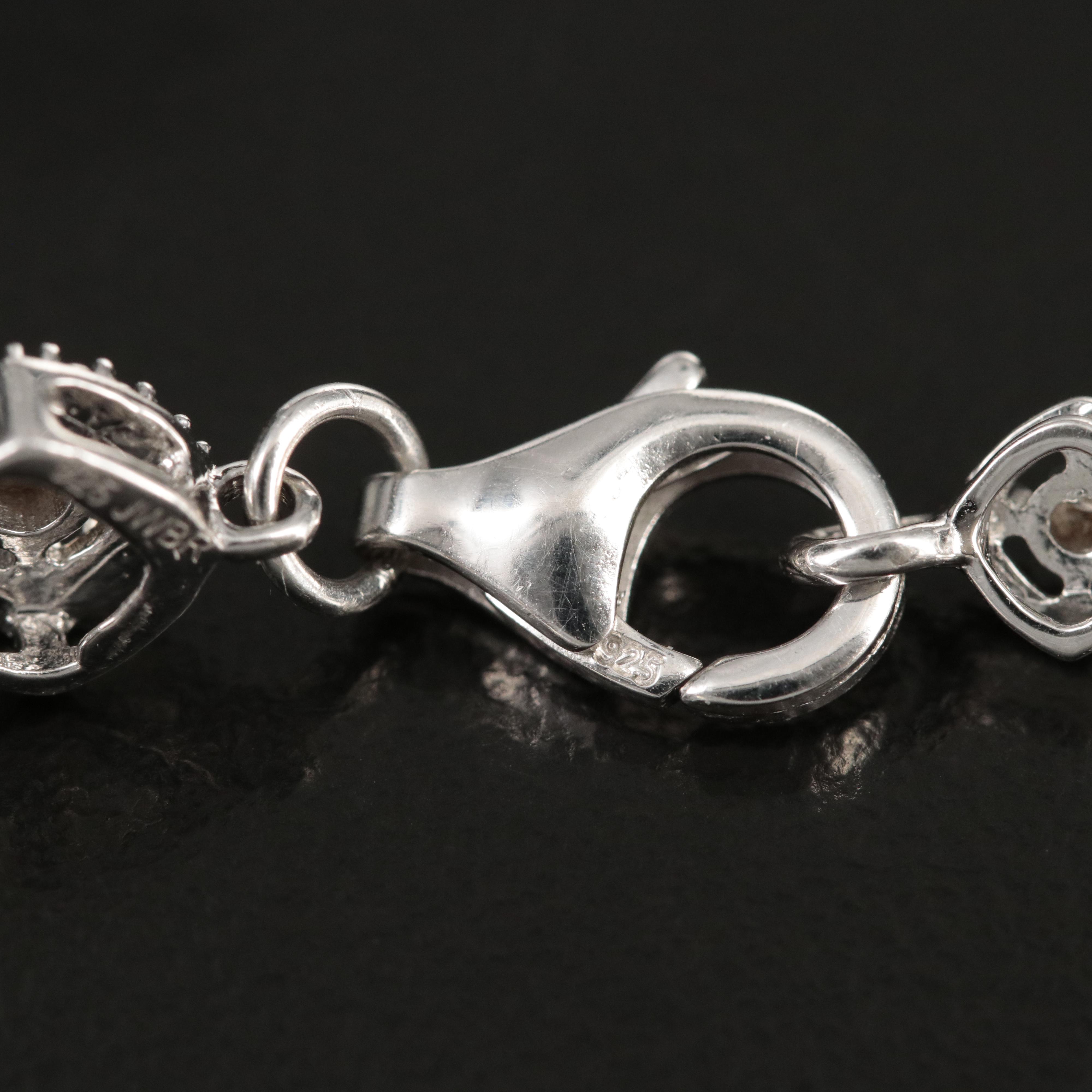 Sterling Diamond Fancy Link Bracelet