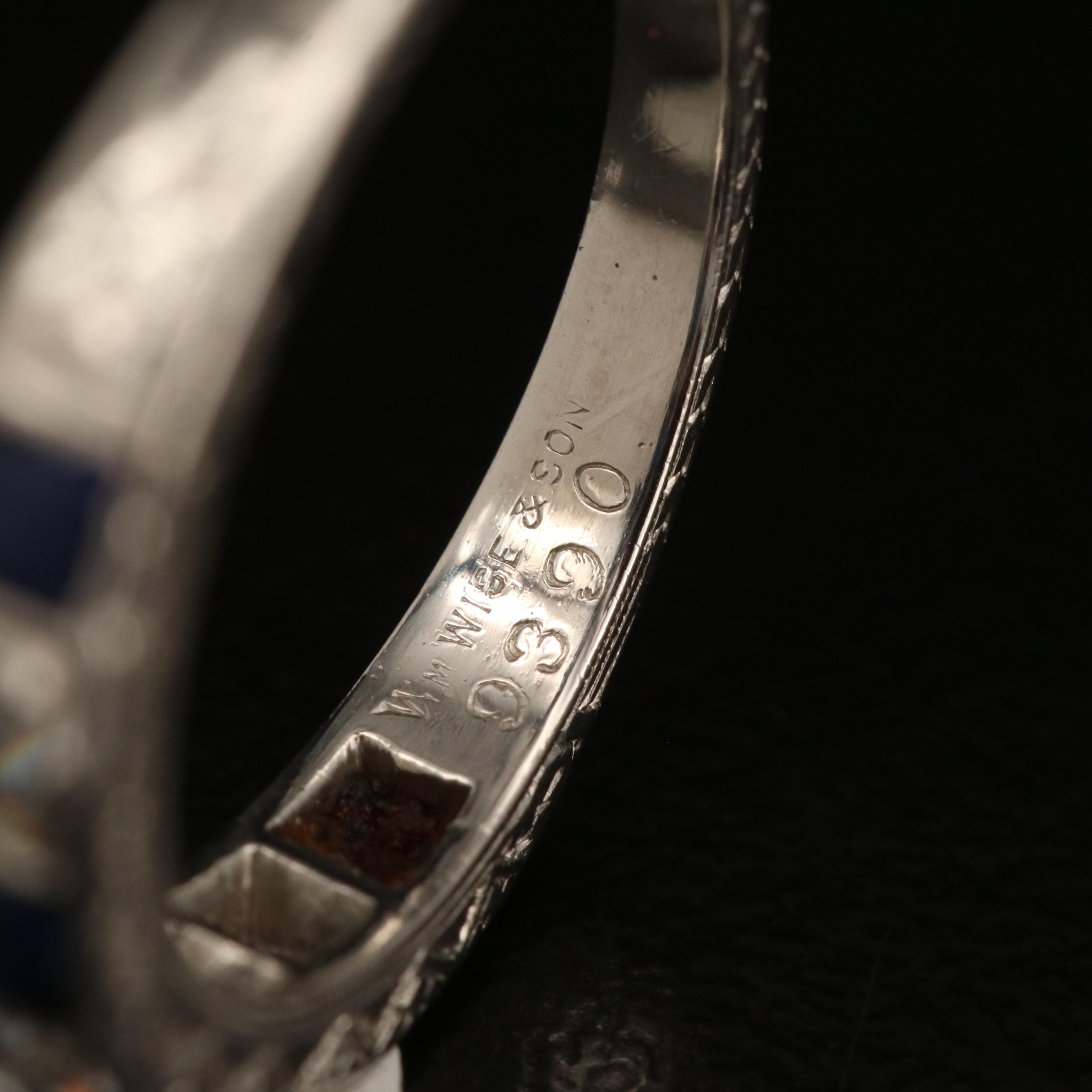 Art Deco Platinum Diamond and Sapphire Band