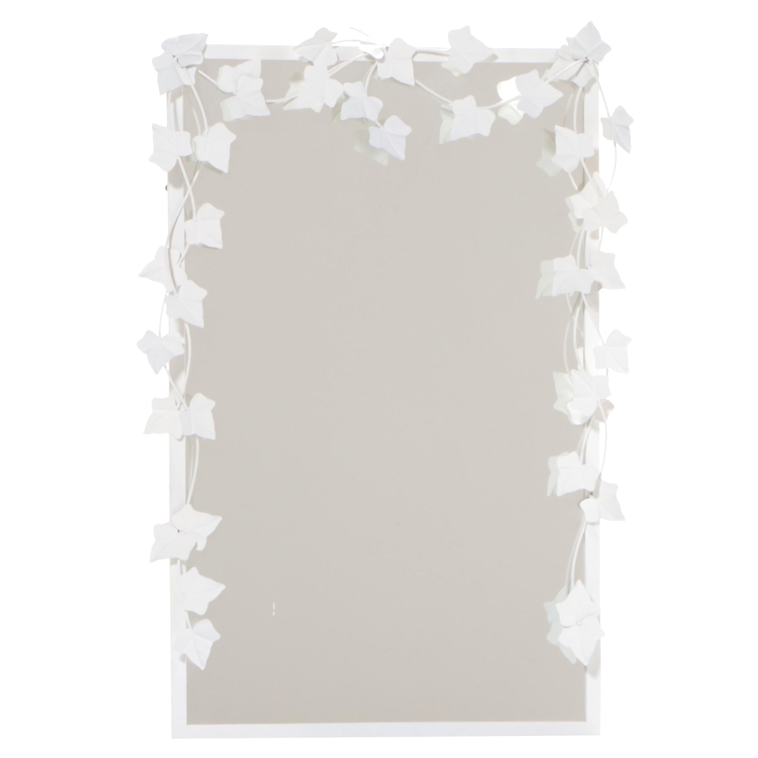 White-Painted Metal Ivy-Decorated Mirror, Late 20th Century