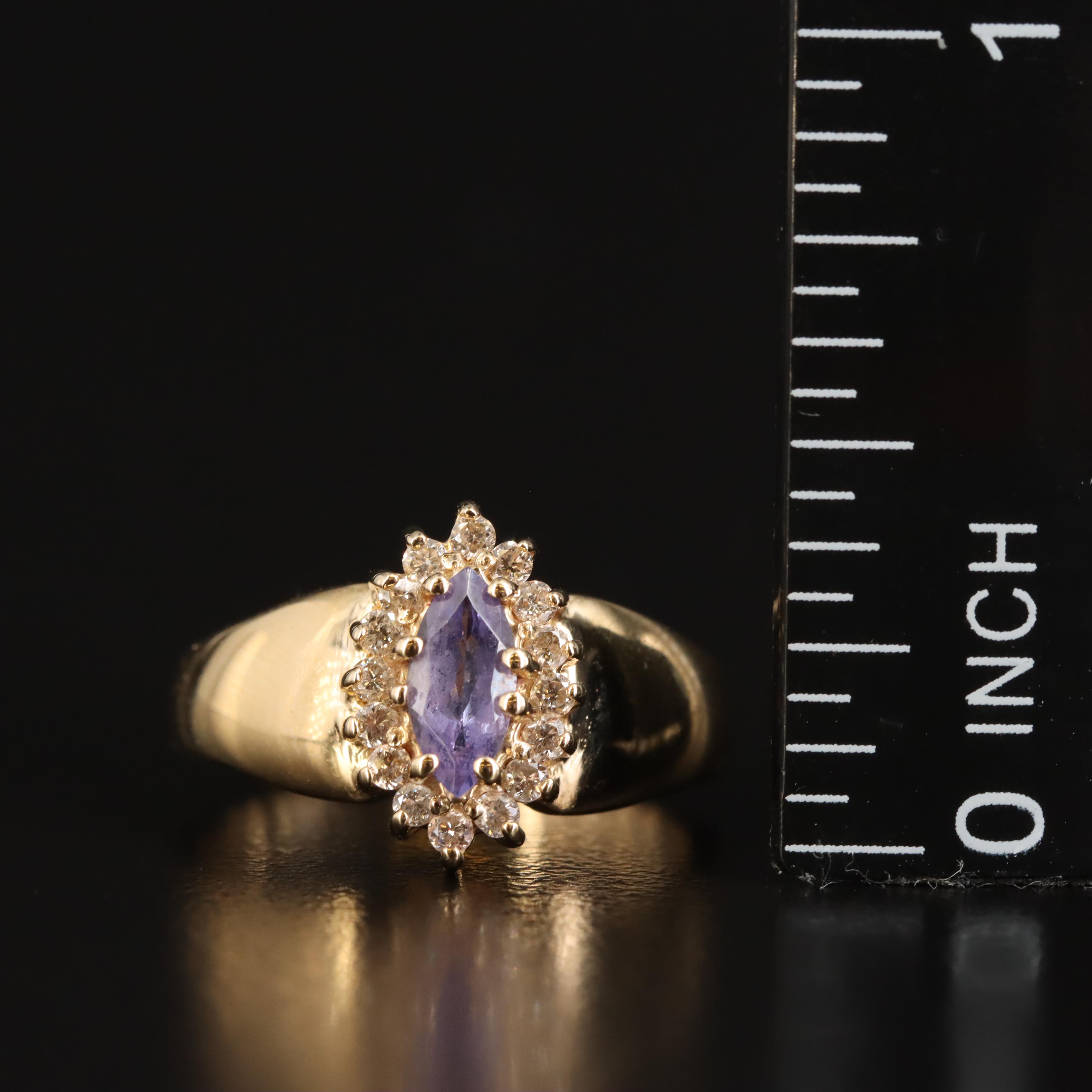 14K Tanzanite and Diamond Navette Ring