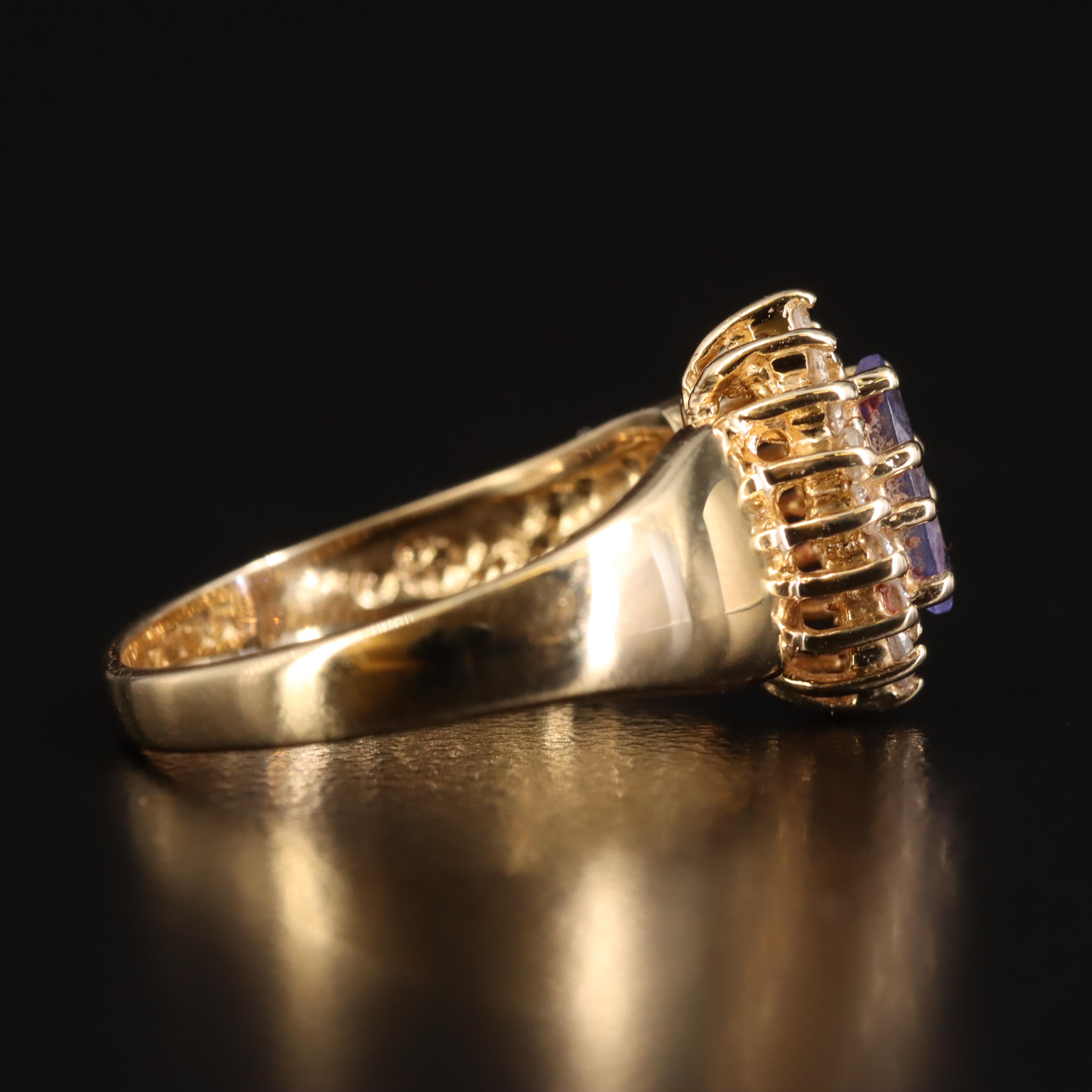 14K Tanzanite and Diamond Navette Ring