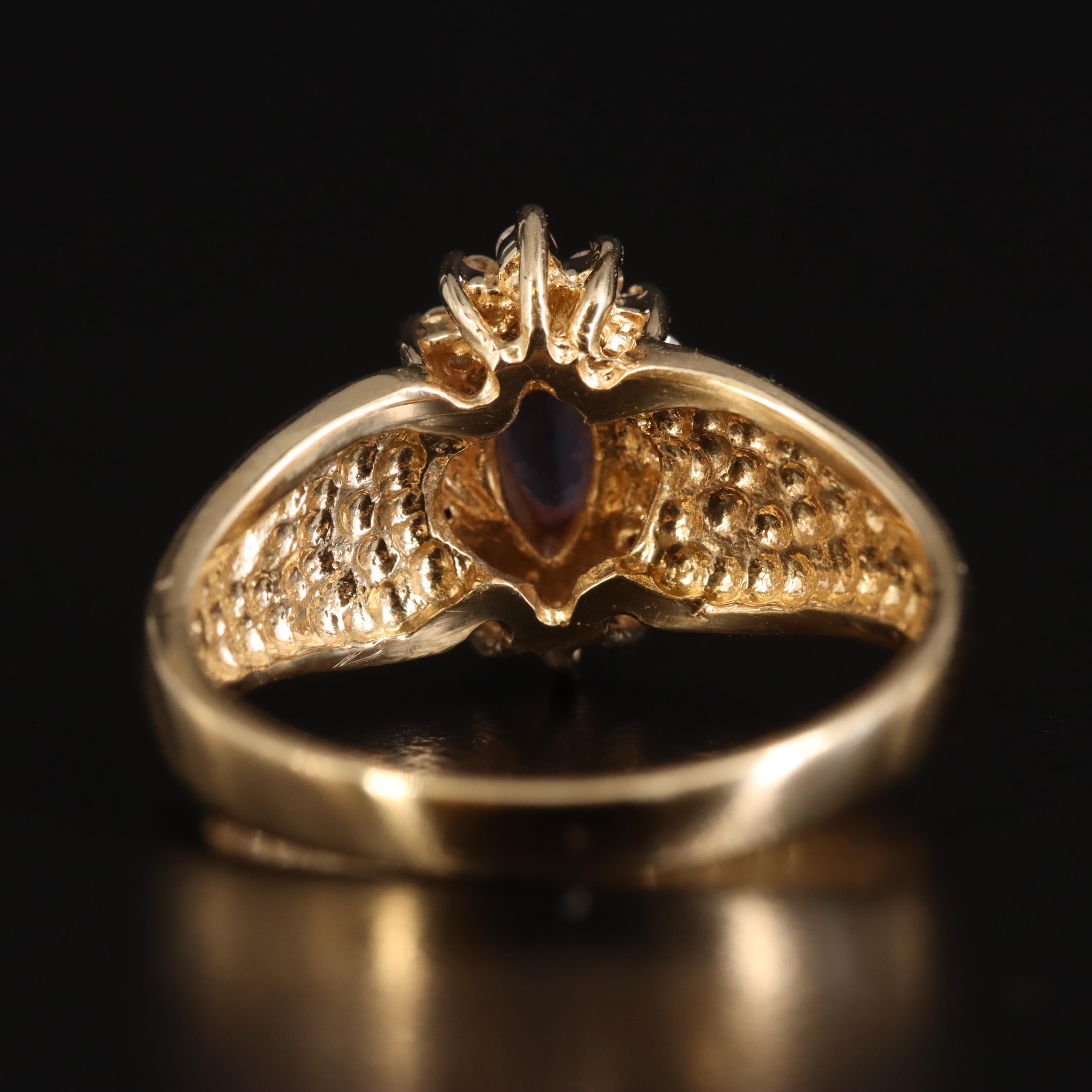 14K Tanzanite and Diamond Navette Ring