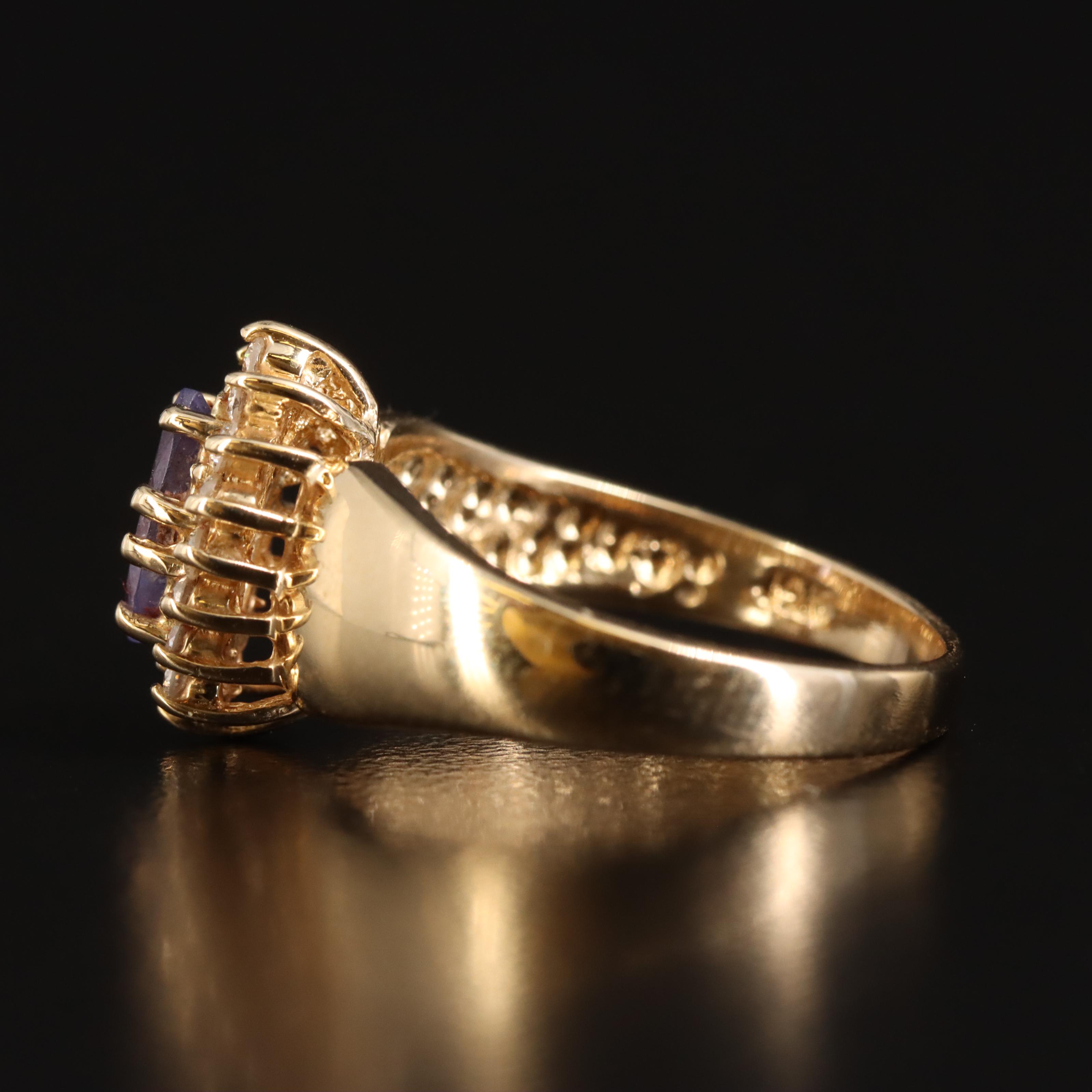 14K Tanzanite and Diamond Navette Ring