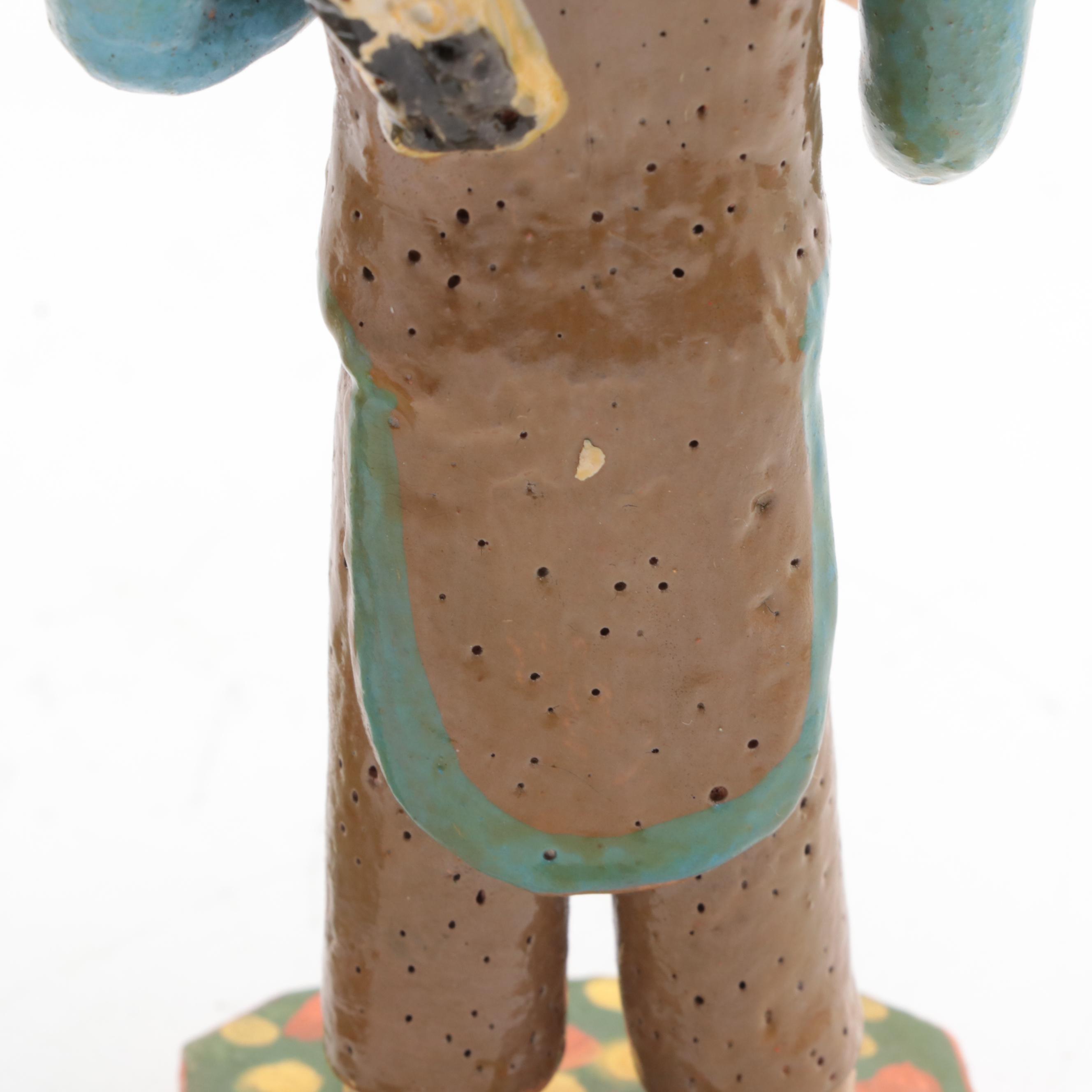 English Prattware Allegorical Winter Figurine with Other Figurine and Décor